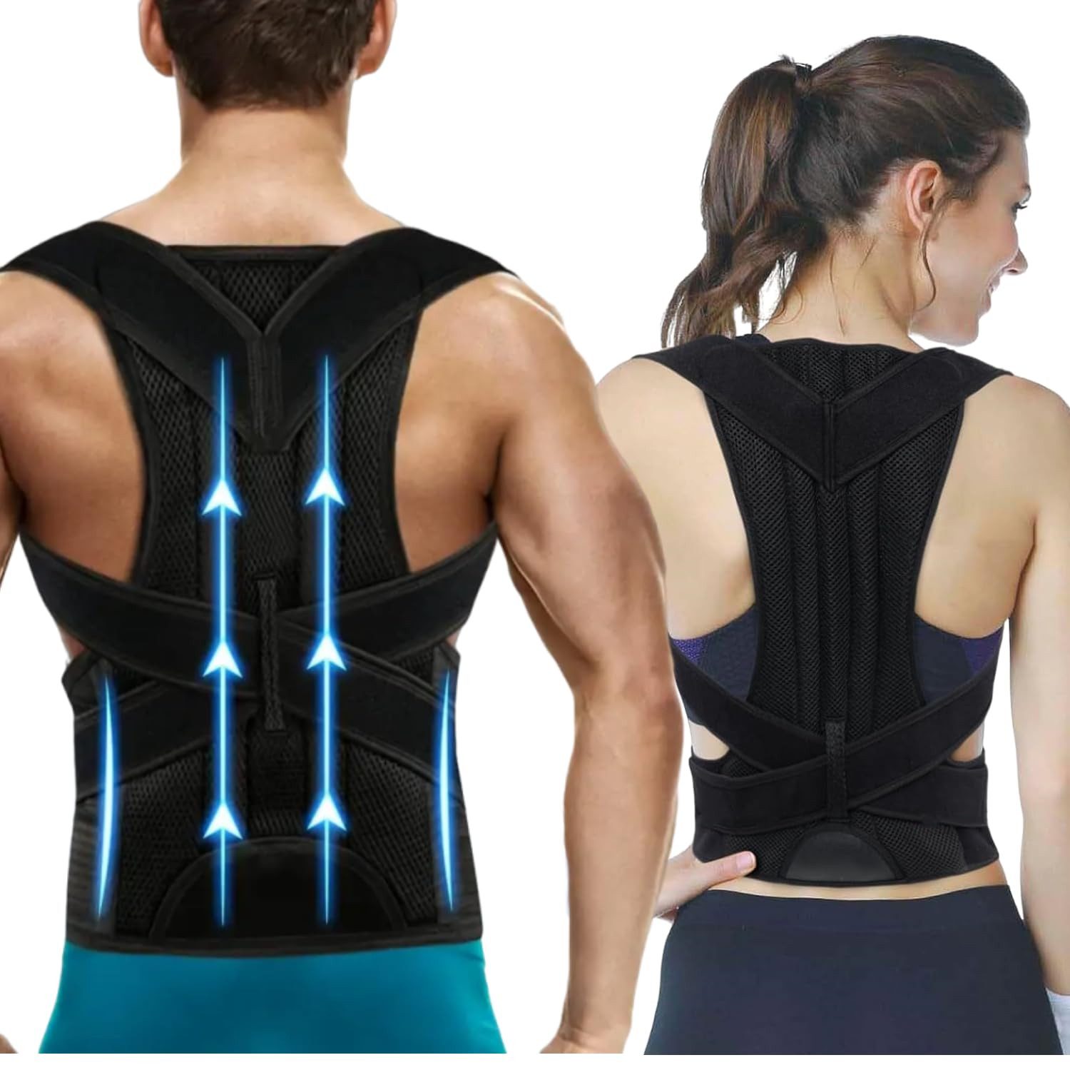 Rückenbandage Rücken Geradehalter, Haltungskorrektur für Damen & Herren, Verstellbar