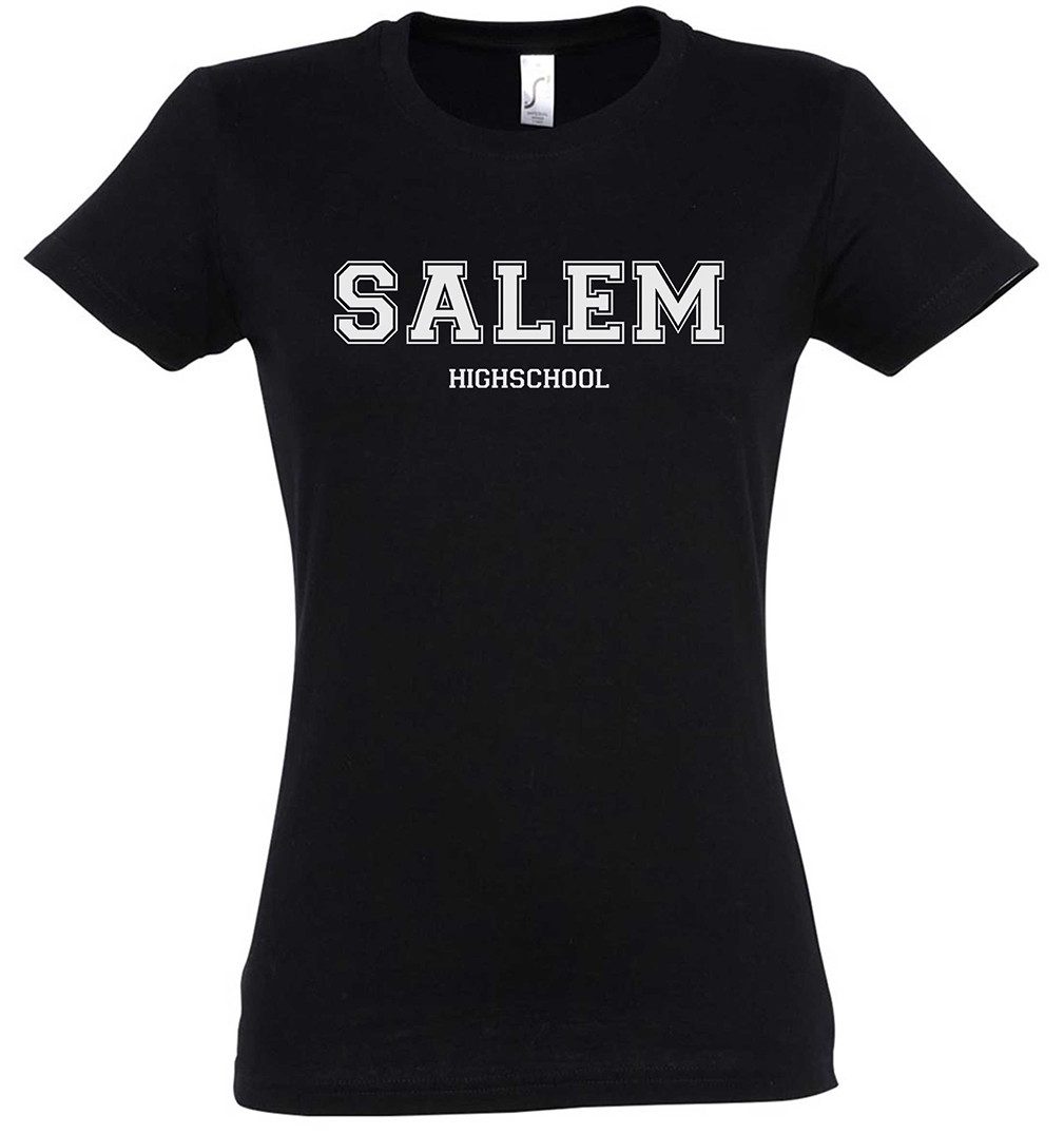 Print-Shirt Salem Highschool Damen T-Shirt Hexe Hexen Witch Witchcraft Pumpkin