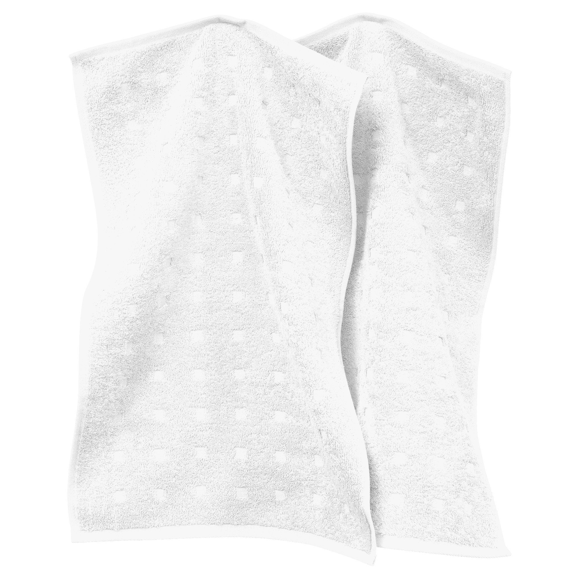 Möve Gästehandtuch Gästetuch "Quadretti" 2er-Pack, Frottier, Walk-Frottier Uni/Hoch- Tiefstruktur