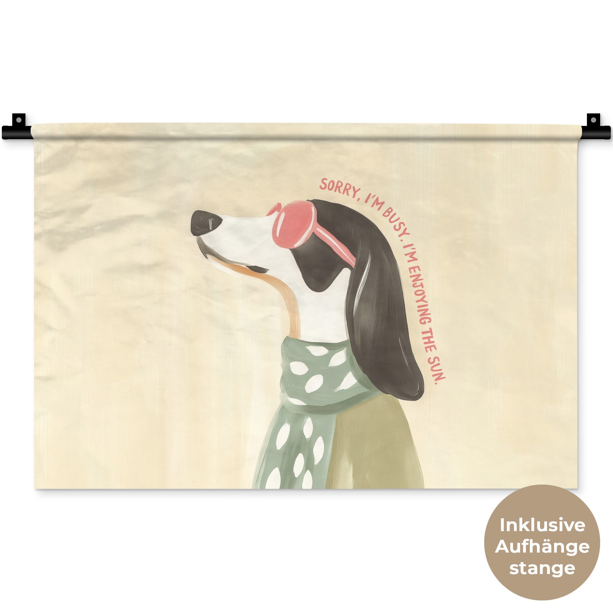 MuchoWow Wandteppich Zitat - Hund - Sonnenbrille, Rechteckig, Höhe: 3 mm, Wandteppich für Wohnzimmer, Schlafzimmer, 60x40 cm
