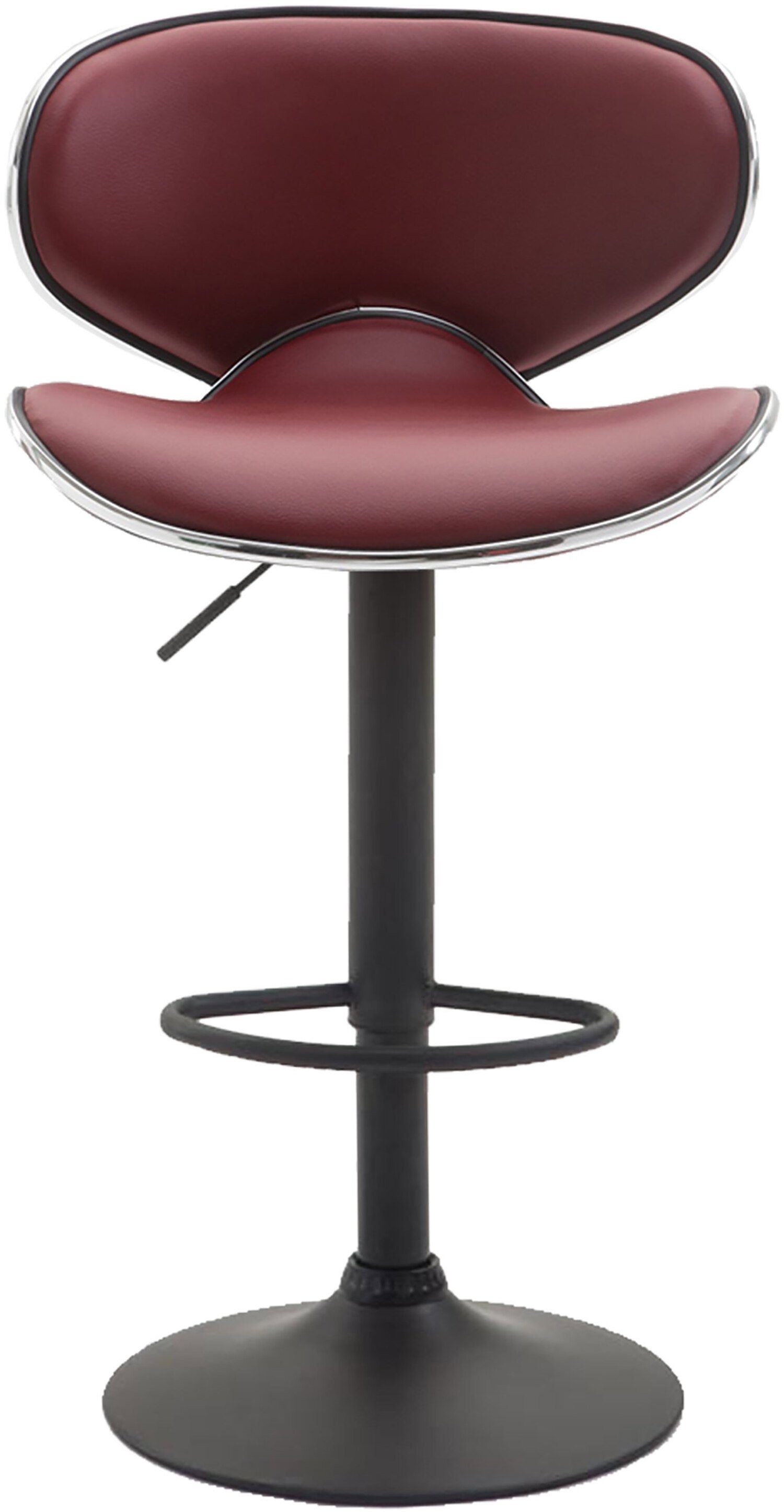 Bordeauxrot - Kunstleder drehbar Sitzfläche: Küche), Hocker Theke - Barhocker (mit & TPFLiving Rückenlehne Metall höhenverstellbar schwarz - Las-Palmas für - hoher 360°