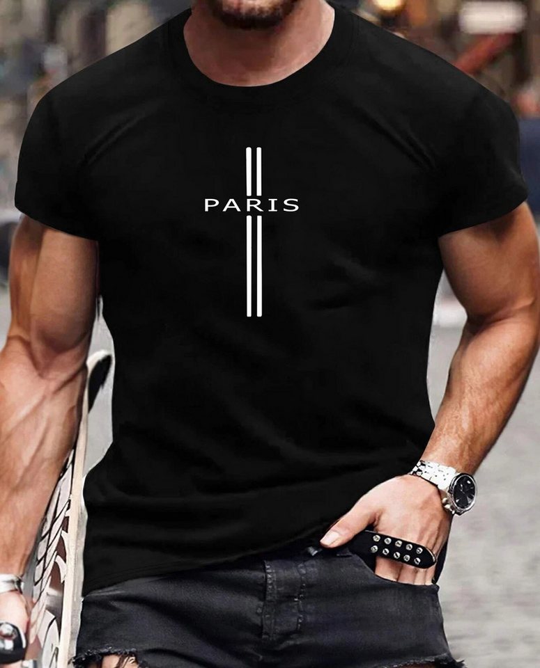 RMK T-Shirt Herren Shirt Rundhals Basic "PARIS France" aus Baumwolle