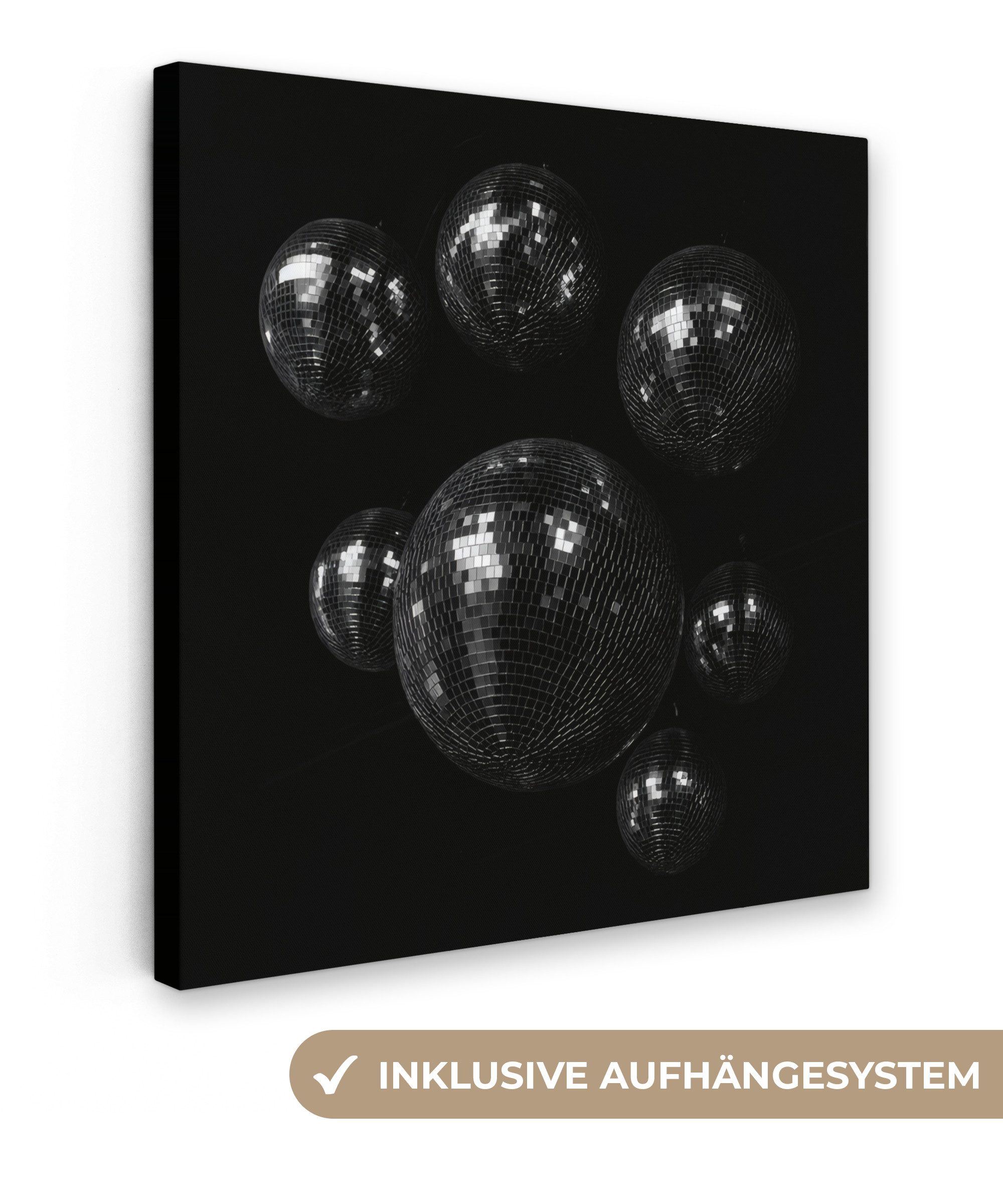 Leinwandbild Disco-Kugeln - Minimalistisch - Schwarz