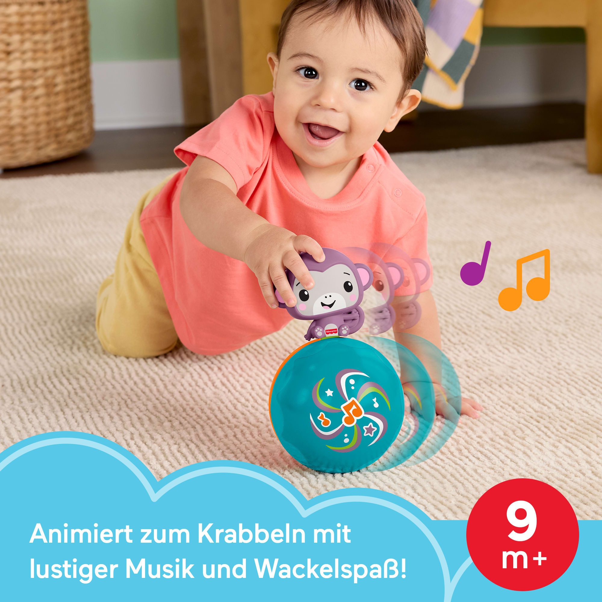 Fisher-Price® Lernspielzeug Lila Musik-Äffchen-Ball, mit Musik