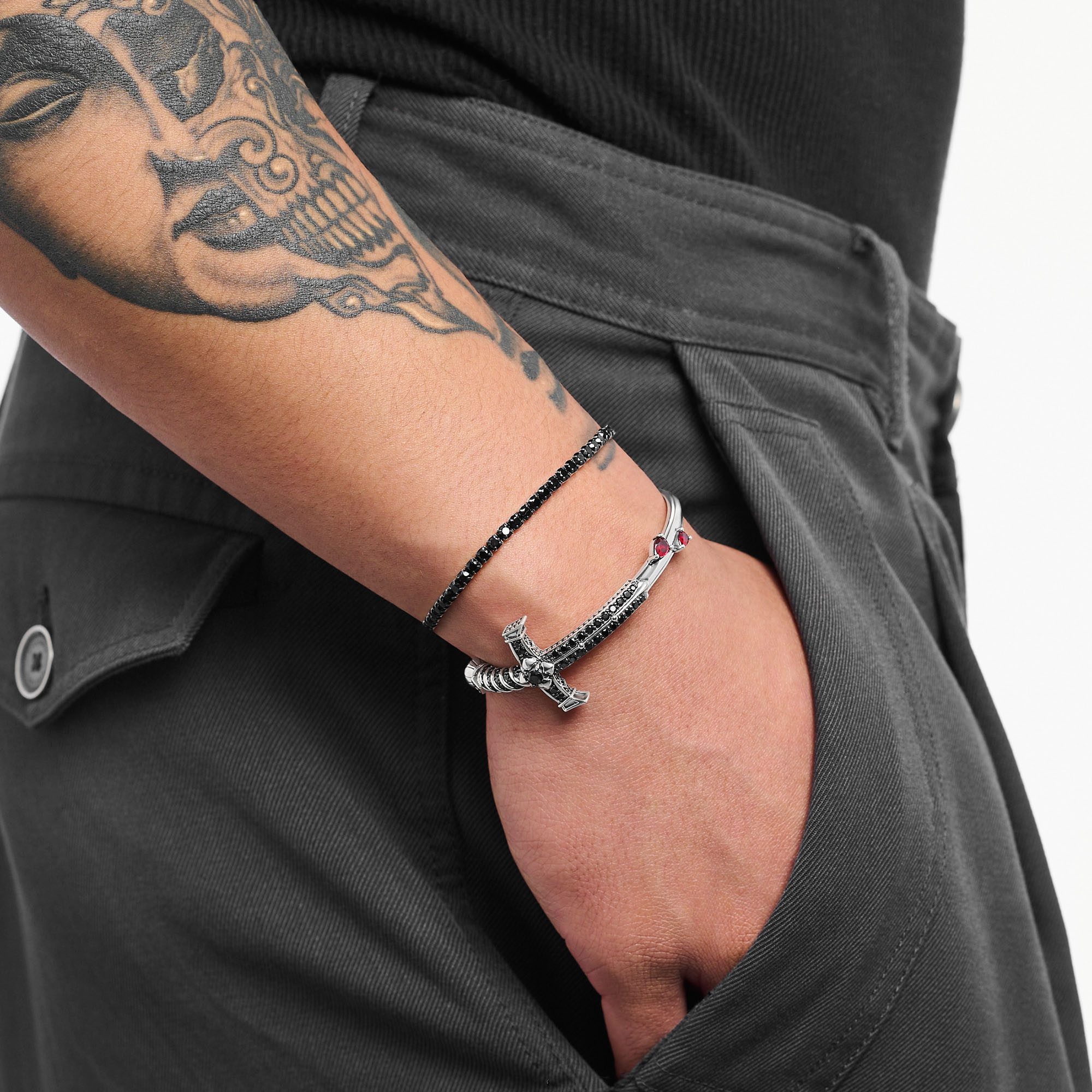 THOMAS SABO Tennisarmband weiß oder schwarz, mit Zirkonia (synth)
