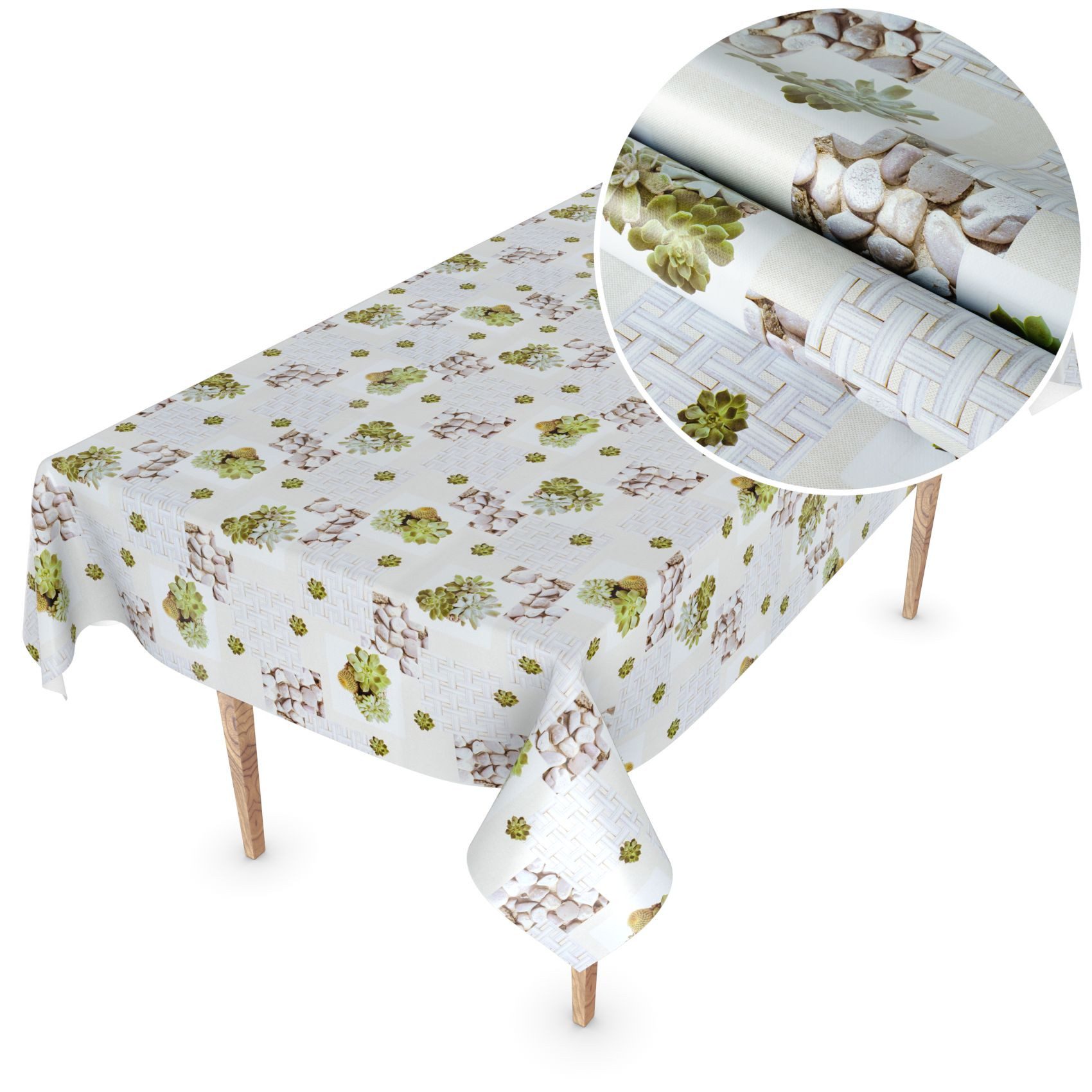 ANRO Tischdecke Wachstuchtischdecke MIMOSA Gartentischdecke (Einzelstück 1-tlg), Glatt 140x100cm wasserabweisend