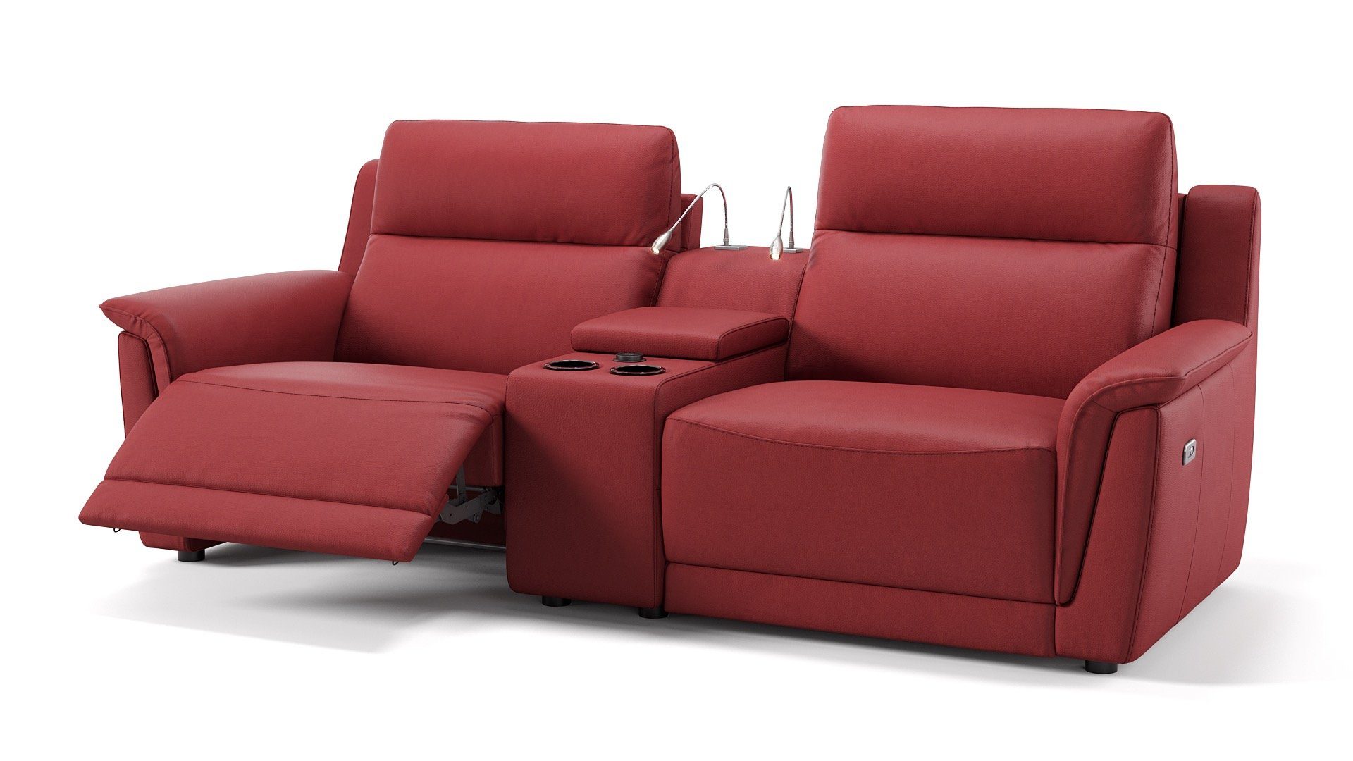 2-Sitzer Sofa in x Rot MALITO S: 101 - 210 Sofanella Leder Kinosofa cm Sofanella