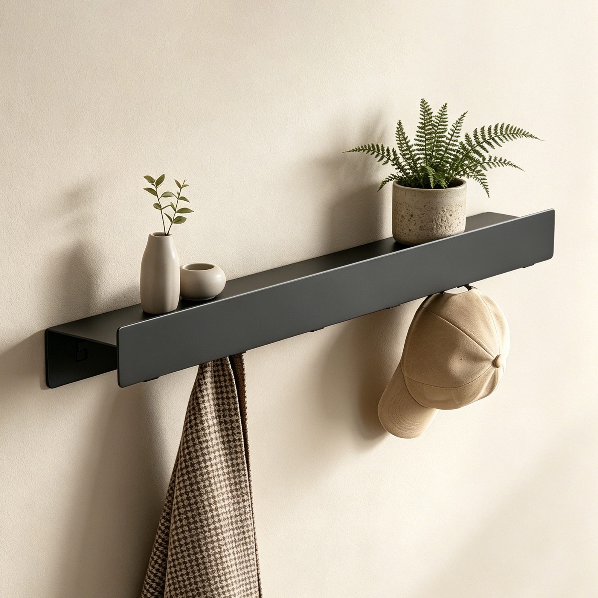 doporro Garderobenleiste Wandgarderobe Garderobenhaken 4/6/8 Haken mit Ablage aus Metall Stalo (6 St), Pulverbeschichtet mit Carbonstahl, 4/6/8 Haken Möglichkeiten