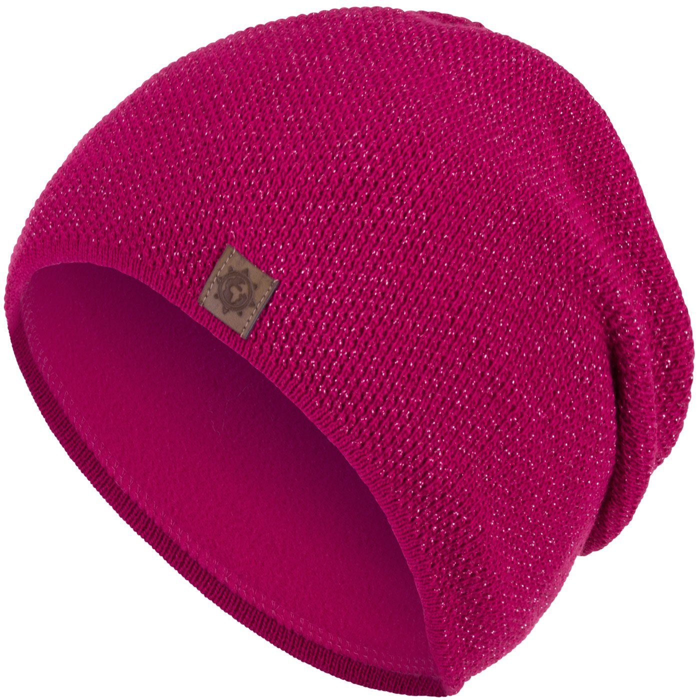 compagno Strickmütze (1-St) Damen Beanie Wintermütze Metallic-Garn gefüttert Fleecefutter