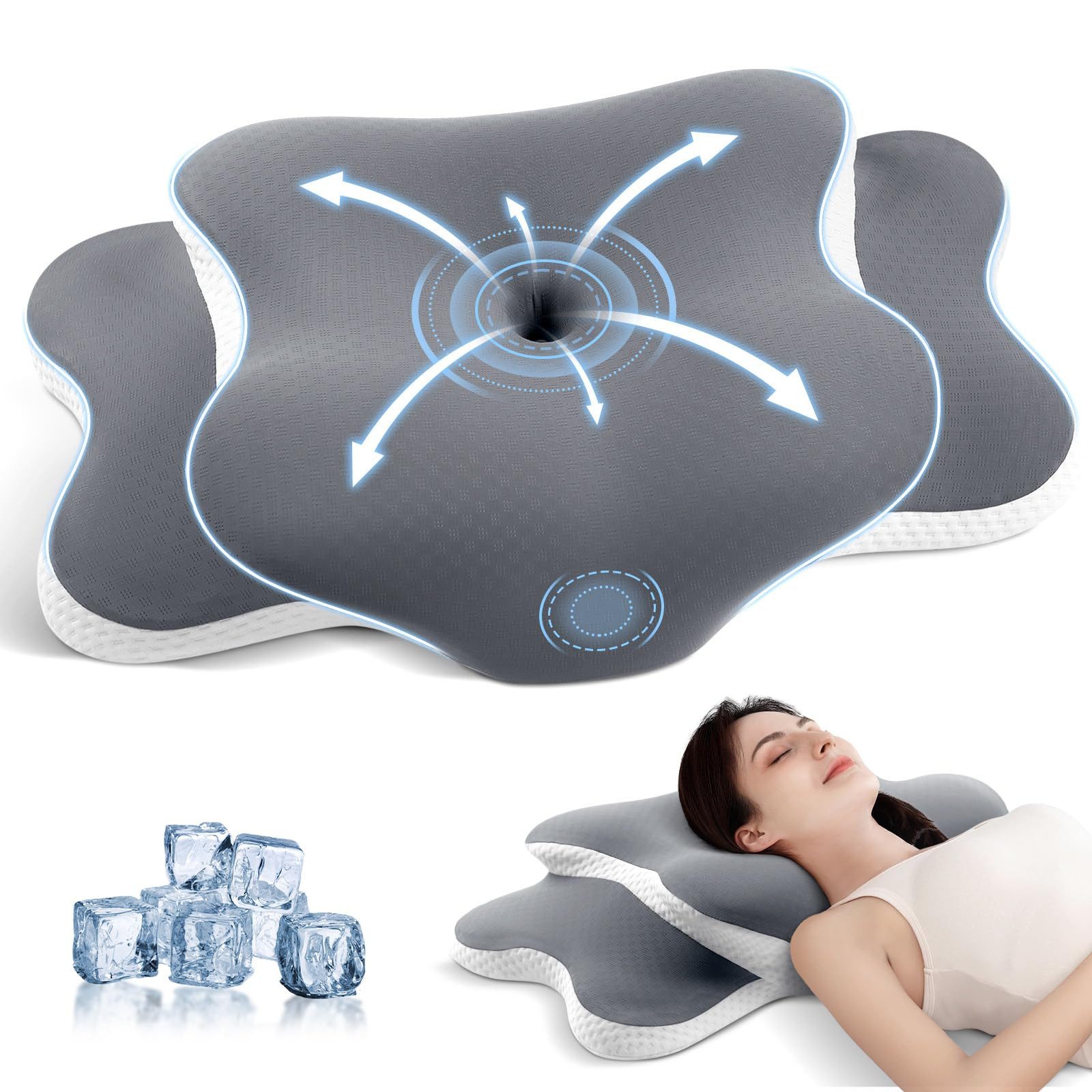 Kityhome Kopfkissen Orthopädisches Nackenstützkissen, Memory Foam, Seitenschläferkissen, Füllung: Memory-Foam, Für alle Schlaftypen (Seiten-, Rücken-, Bauchschläfer)
