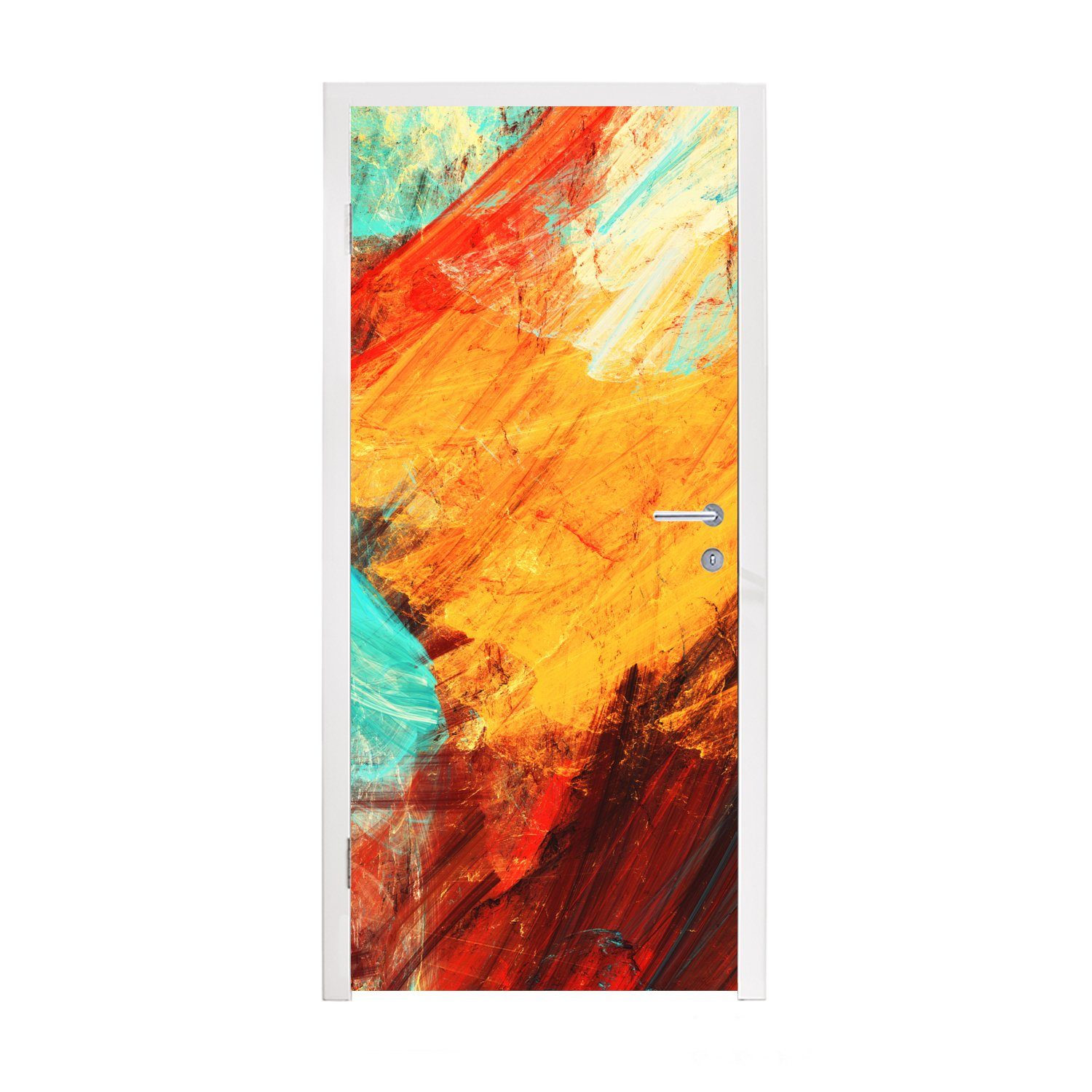 MuchoWow Türtapete Gemälde - Abstrakt - Öl, Matt, bedruckt, (1 St), Fototapete für Tür, Türaufkleber, 75x205 cm