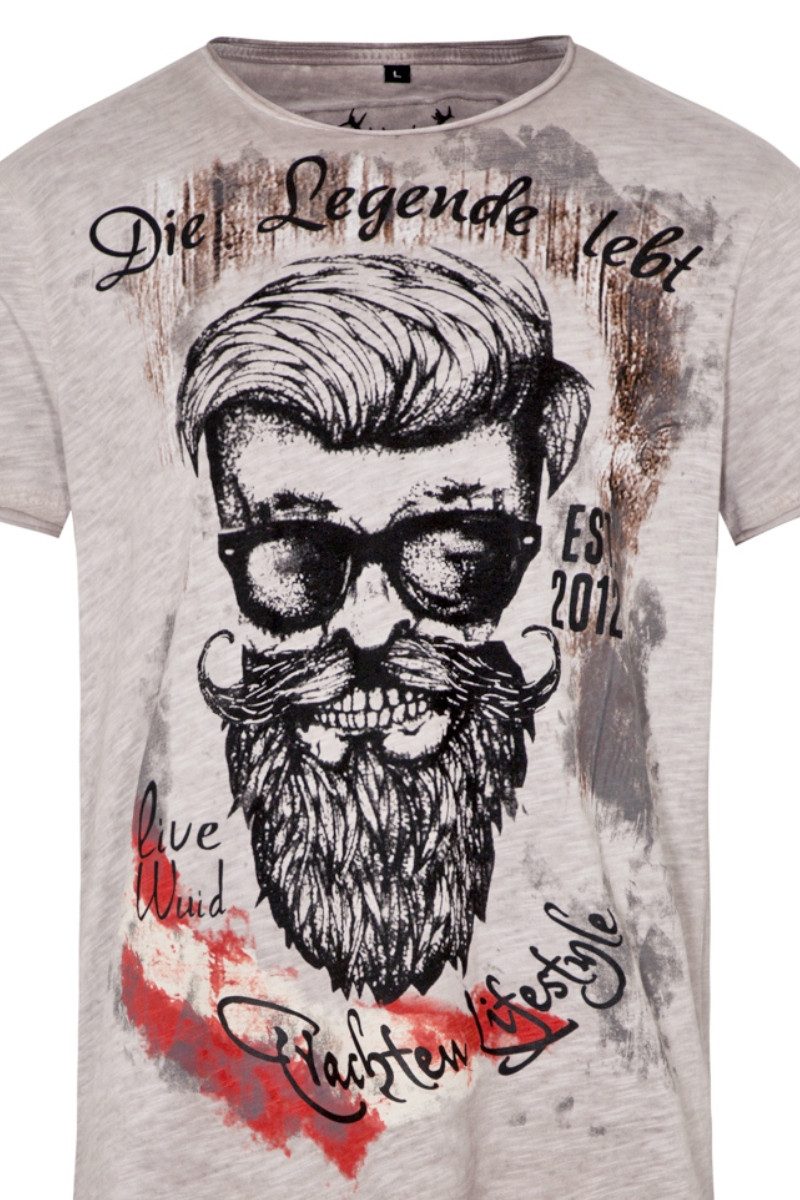 Hangowear Trachtenshirt Trachtenshirt Herren - DONISL AUSTRIA - greige günstig online kaufen