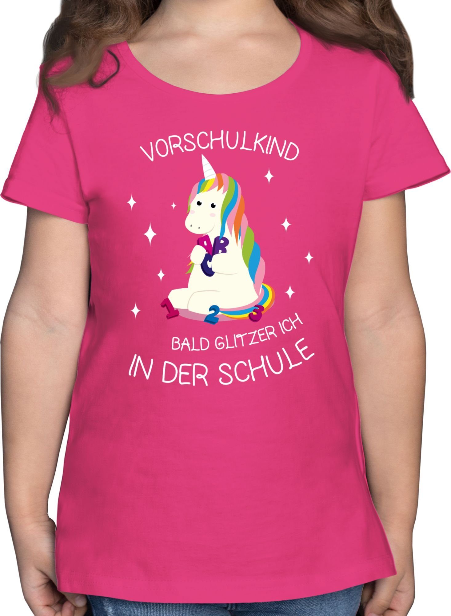 Einhorn Shirtracer Mädchen Vorschul-Kind Fuchsia Einschulung T-Shirt 1