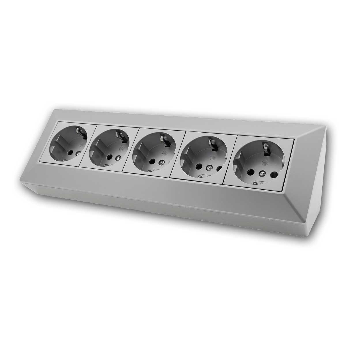 ChiliTec Aufputz-Steckdose DELPHI 5-fach Steckdosenblock, silber 250V~/ 16A