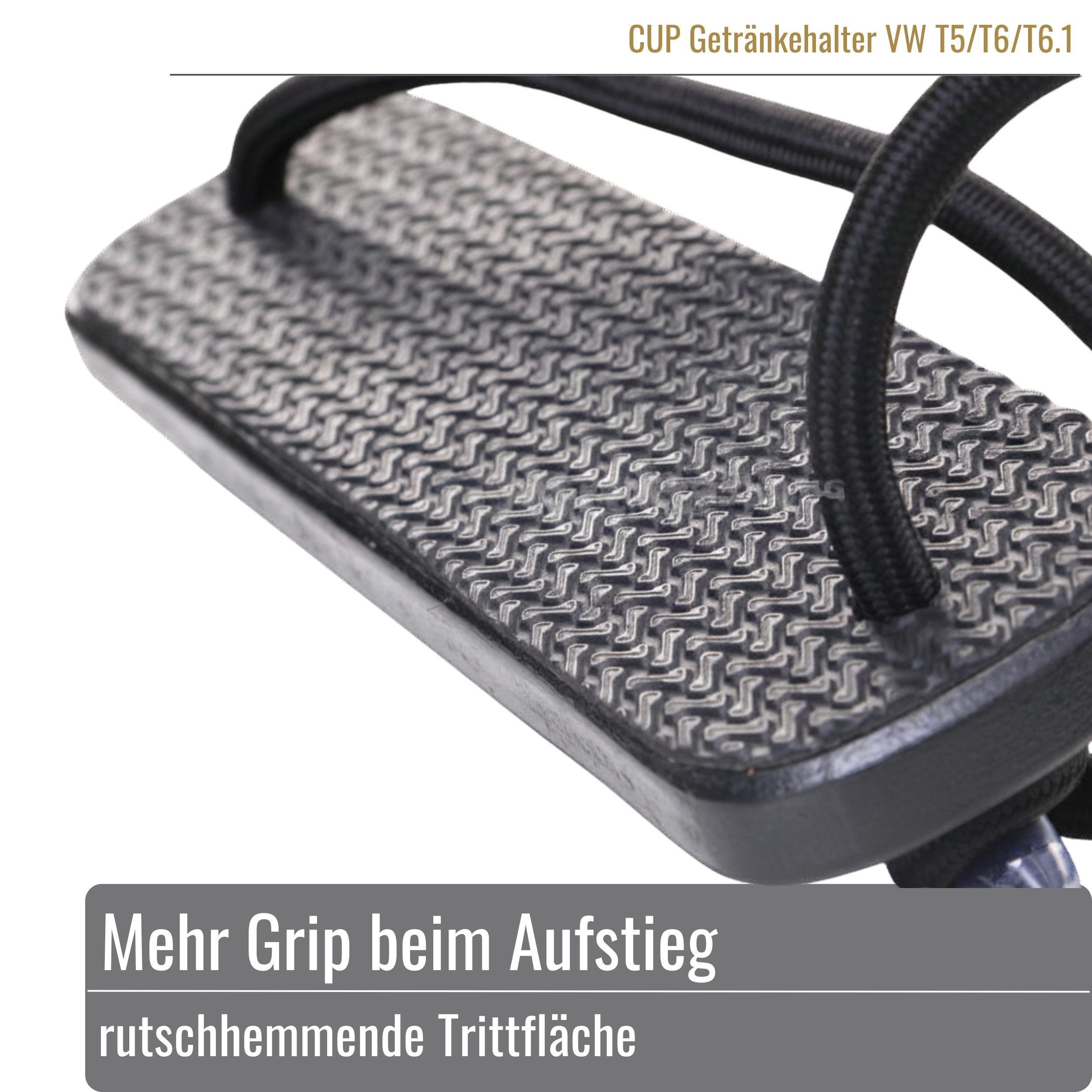 BLACK FOREST FOX Einhängetritt HOLZI GRIP Trittleiter Aufstelldach VW California Marco Polo Schwarz, rutschhemmend