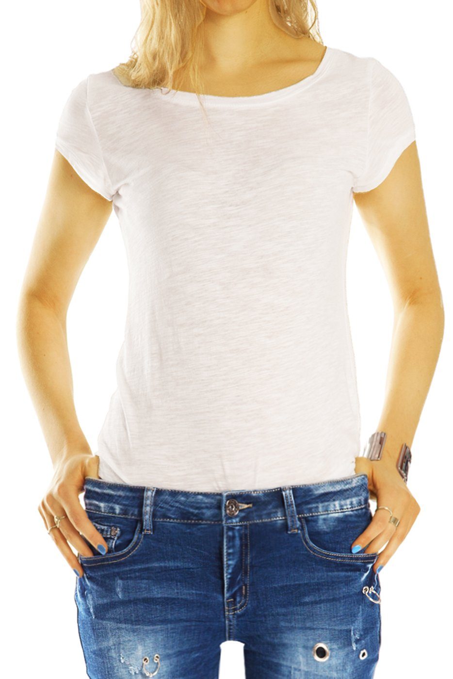Stretch-Anteil, j15p - Used-Optik Destroyed-Jeans styled - ausgefallene Damen Jeans Hose Röhrenjeans, 5-Pocket-Style mit be Skinny