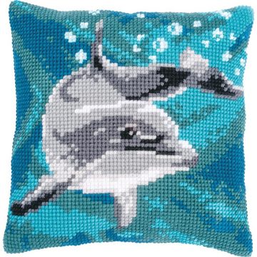 Vervaco Kreativset Kreuzstichkissenpackung Delphin, (Set, Vervaco embroidery Kit), Made in Europe