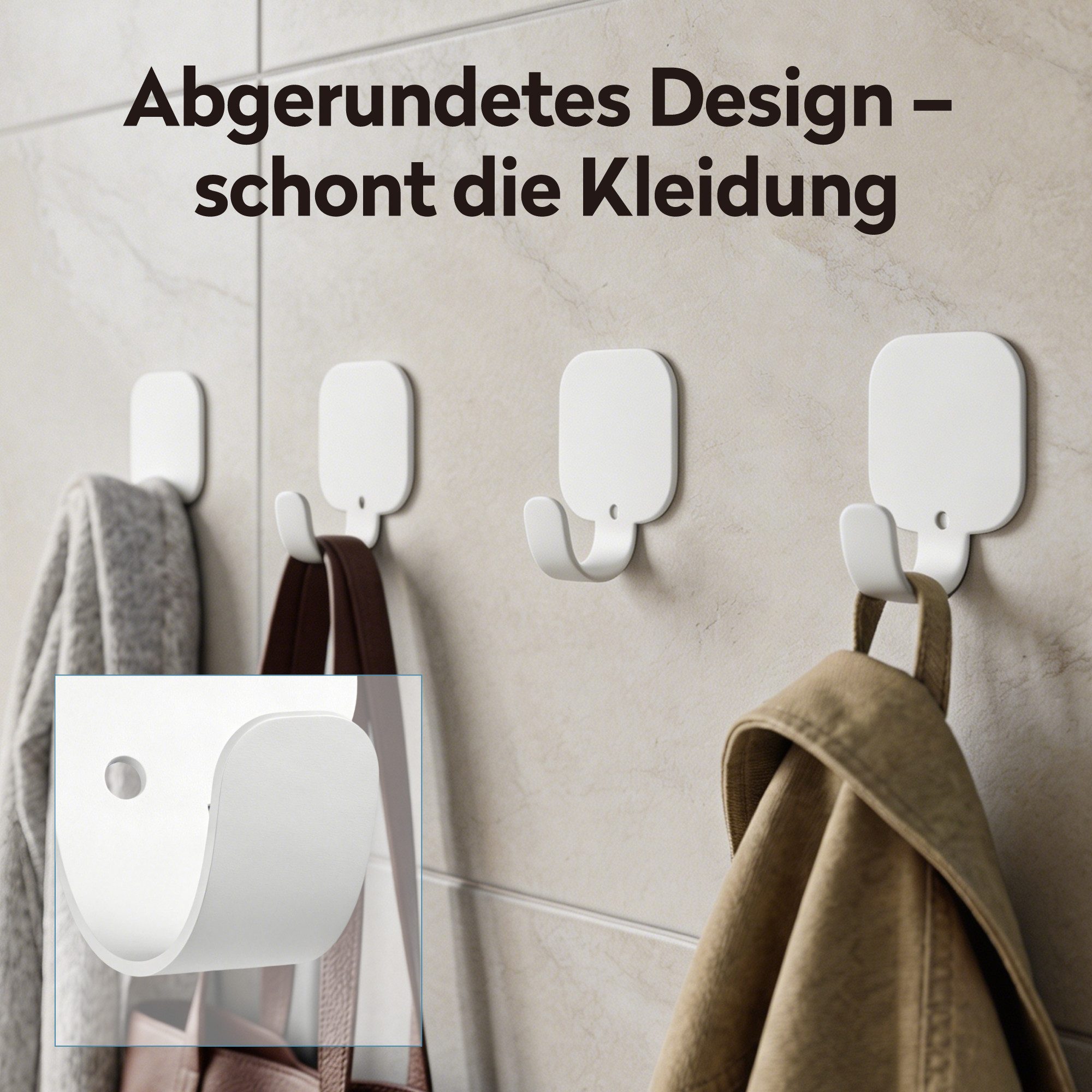 doporro Wandhaken Klebehaken Wandhaken ohne Bohren 4 Stück aus Aluminium Stalo-15, aus Aluminium