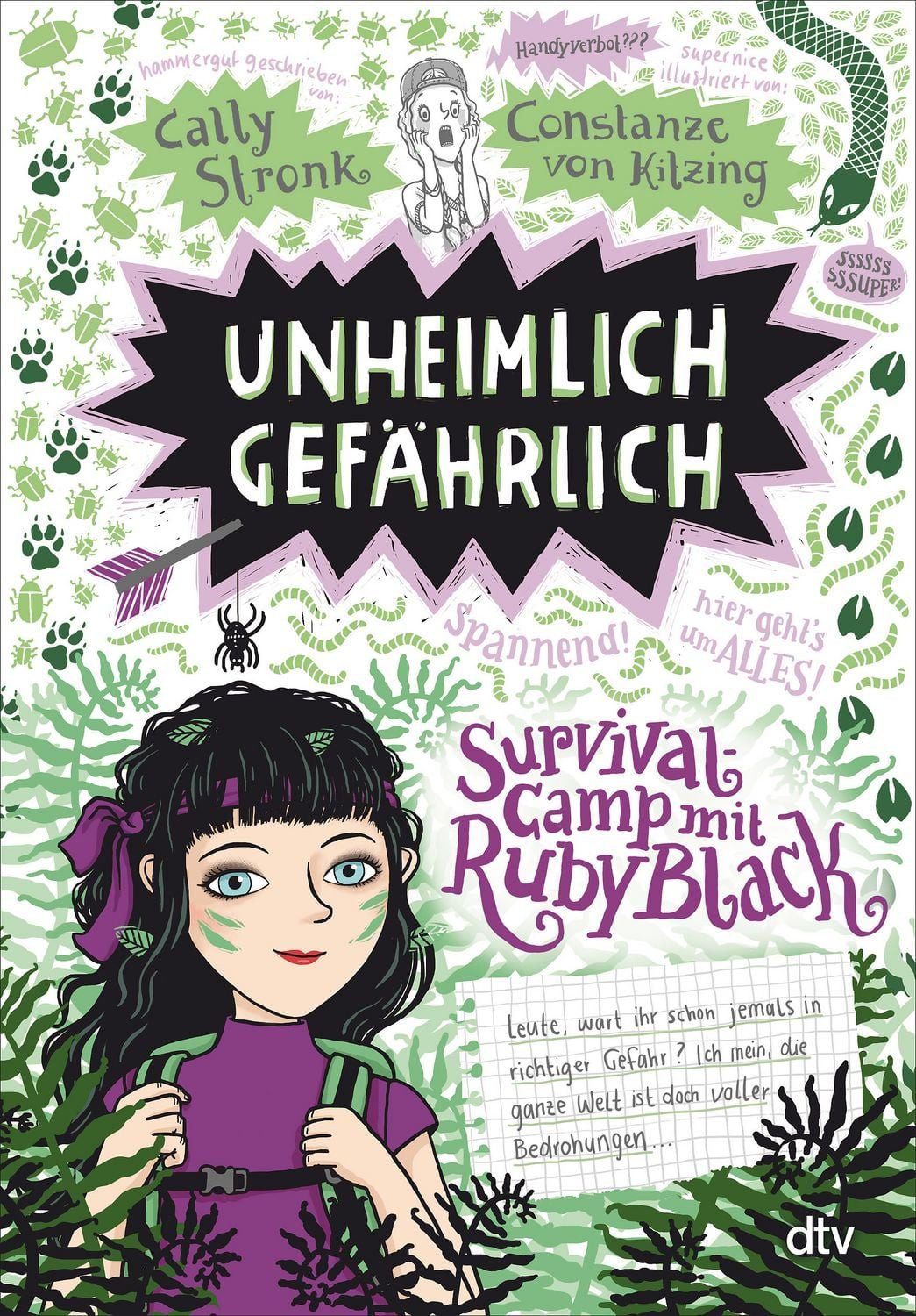 Unheimlich gefährlich – Survivalcamp mit Ruby Black / Cally Stronk, Witzig illustrierte Freundschaftsgeschichte ab 10