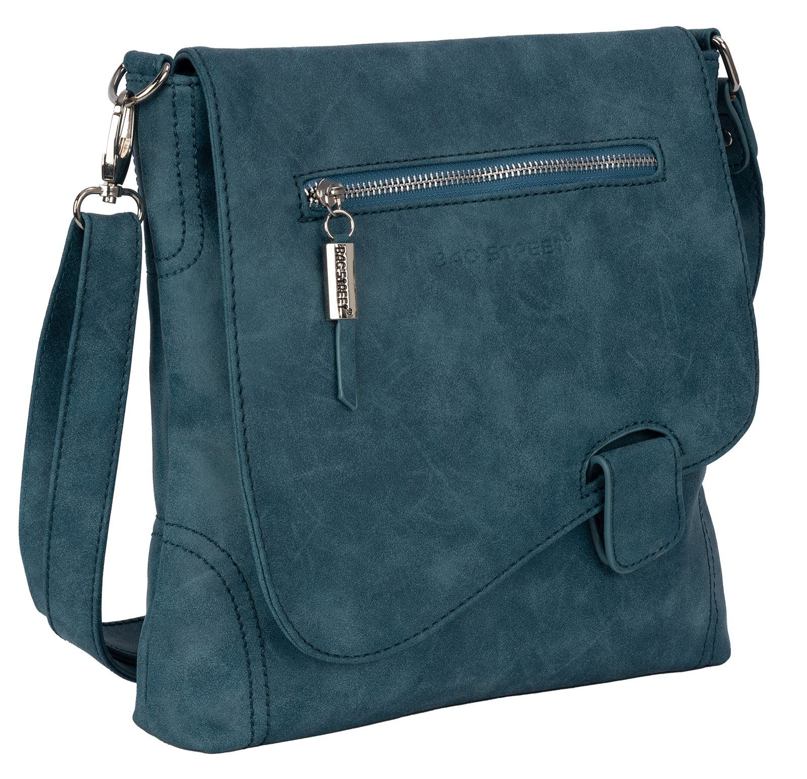 BAG STREET Schlüsseltasche Bag Street Damentasche Umhängetasche Handtasche Schultertasche T0104, als Schultertasche, Umhängetasche tragbar BLAU