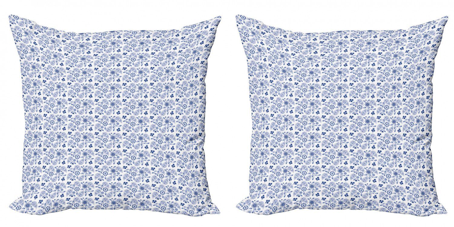 Kissenbezüge Modern Accent Doppelseitiger Digitaldruck, Abakuhaus (2 Stück), blau Paisley Blumen Beeren Kunst