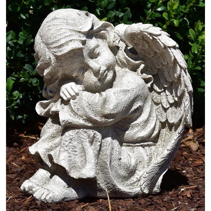 MystiCalls Engelfigur Dekofigur Engel Mädchen Kopf links - Engelfigur Gartenfigur Garten Dekoration Grabengel Allerheiligen