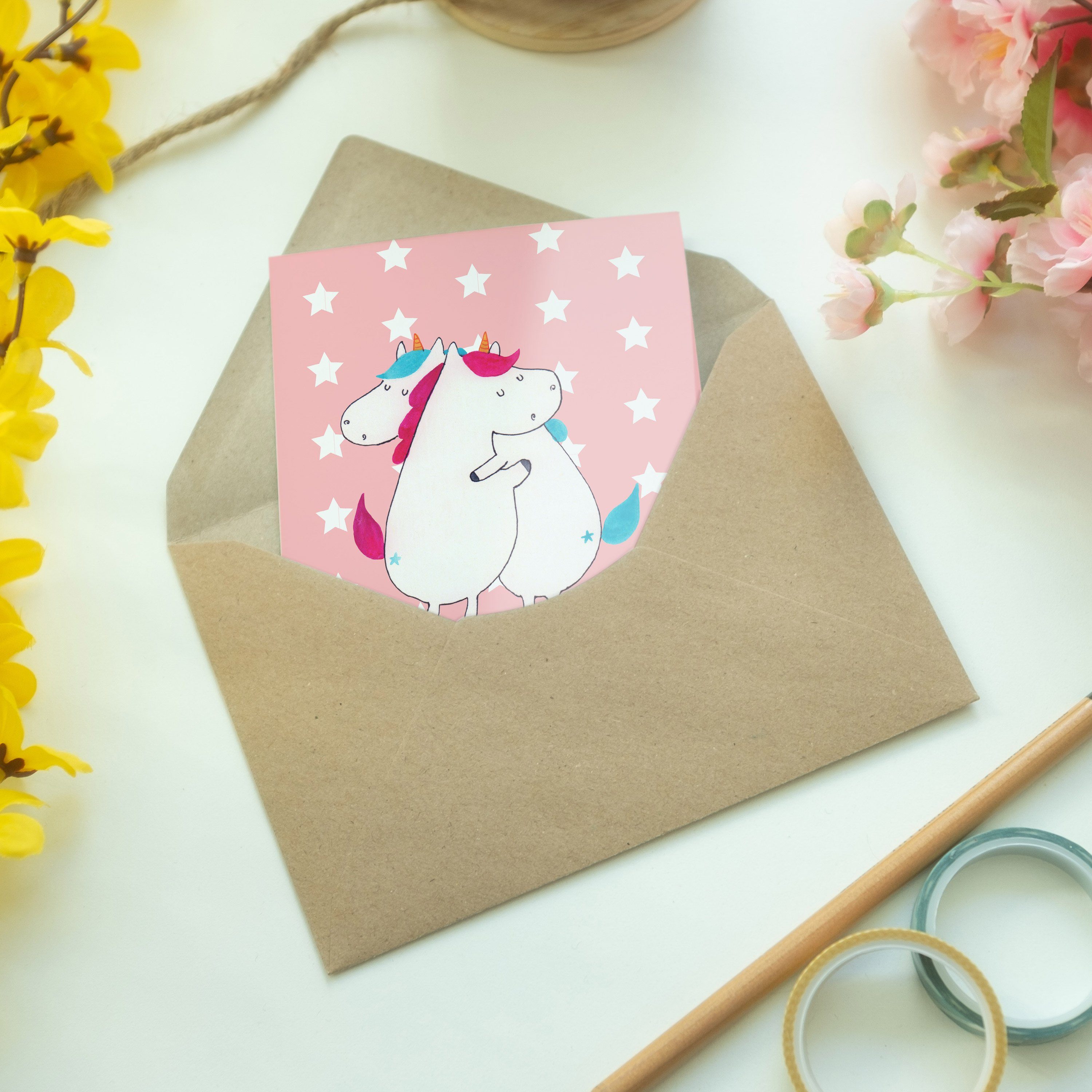 Hochzeitskarte, Geschenk, Mr. Pastell Einhörner Panda Rot Pegasus Grußkarte Umarmen - Mrs. - &