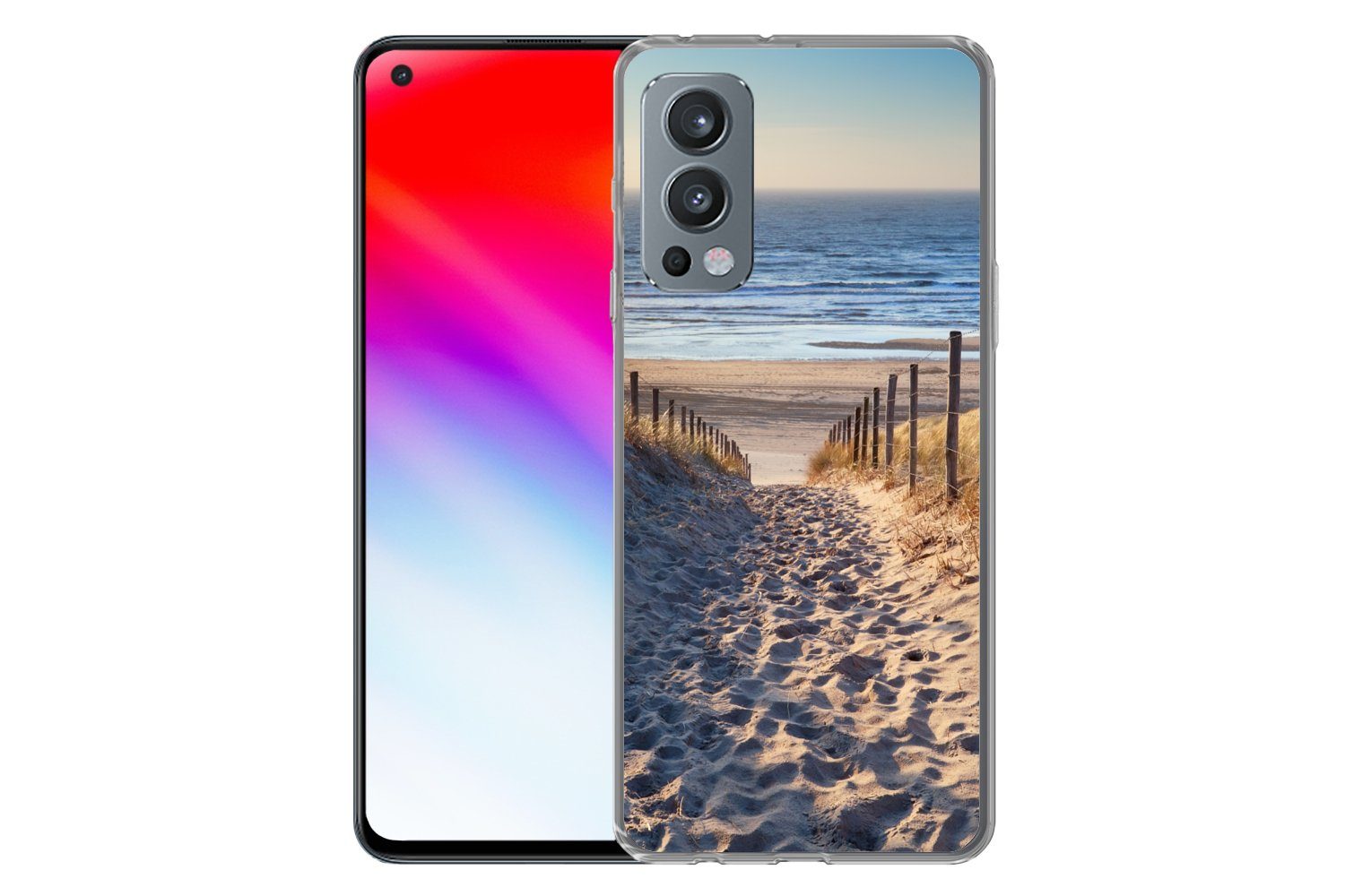 MuchoWow Handyhülle für OnePlus Nord 2 5G Strand - Meer - Niederlande - Dünen - Sonne, Phone Case, Silikon, Schutzhülle Dünn