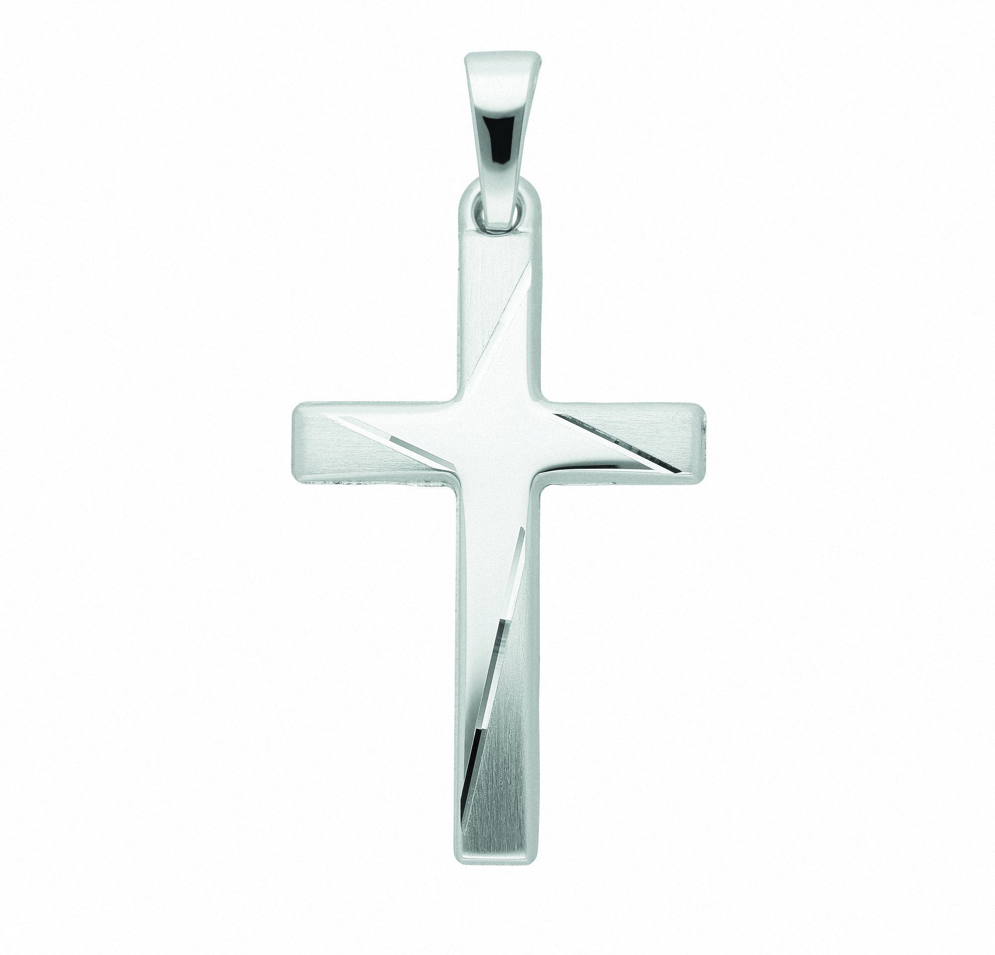 Adelia´s Kreuzkette Halskette - 333 Weißgold Kreuzkette mit Kreuz Anhänger aus, Schmuckset mit bis 45 cm stufenlos verstellbarer 925 Silber Halskette
