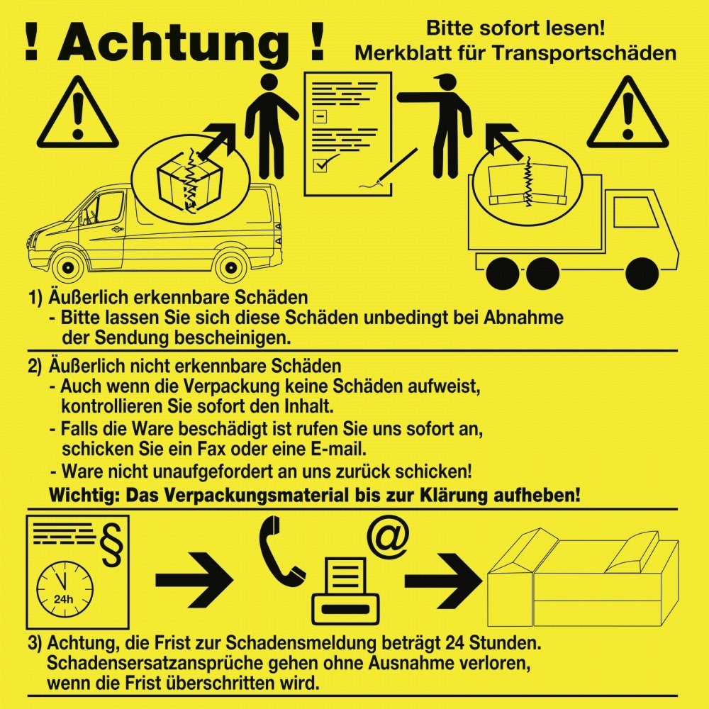 Hinweisschild Merkblatt für Transportschäden, Kombischild