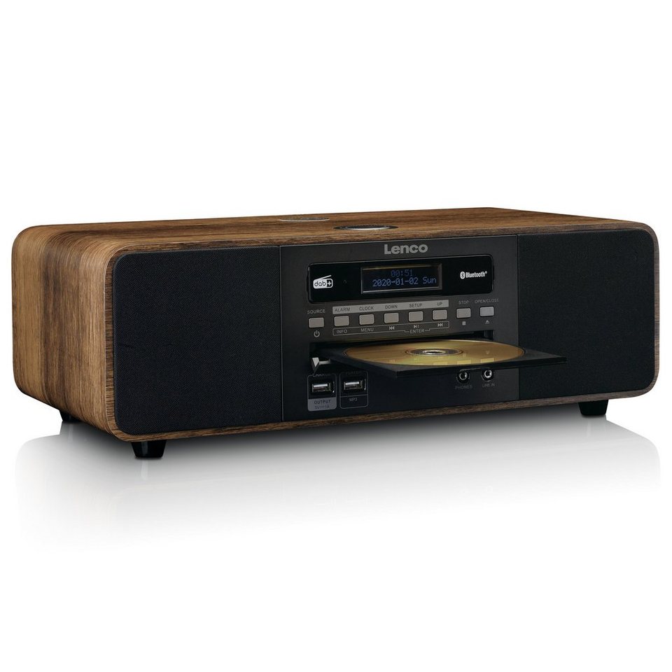 Lenco DAR-051WD Digitalradio (DAB) (Digitalradio (DAB), FM, 20,00 W,  Bluetooth, Fernbedienung, CD/MP3-Player, Fluoreszenzanzeige), Unterstützte  Audioformate: MP3, WAV, AAC