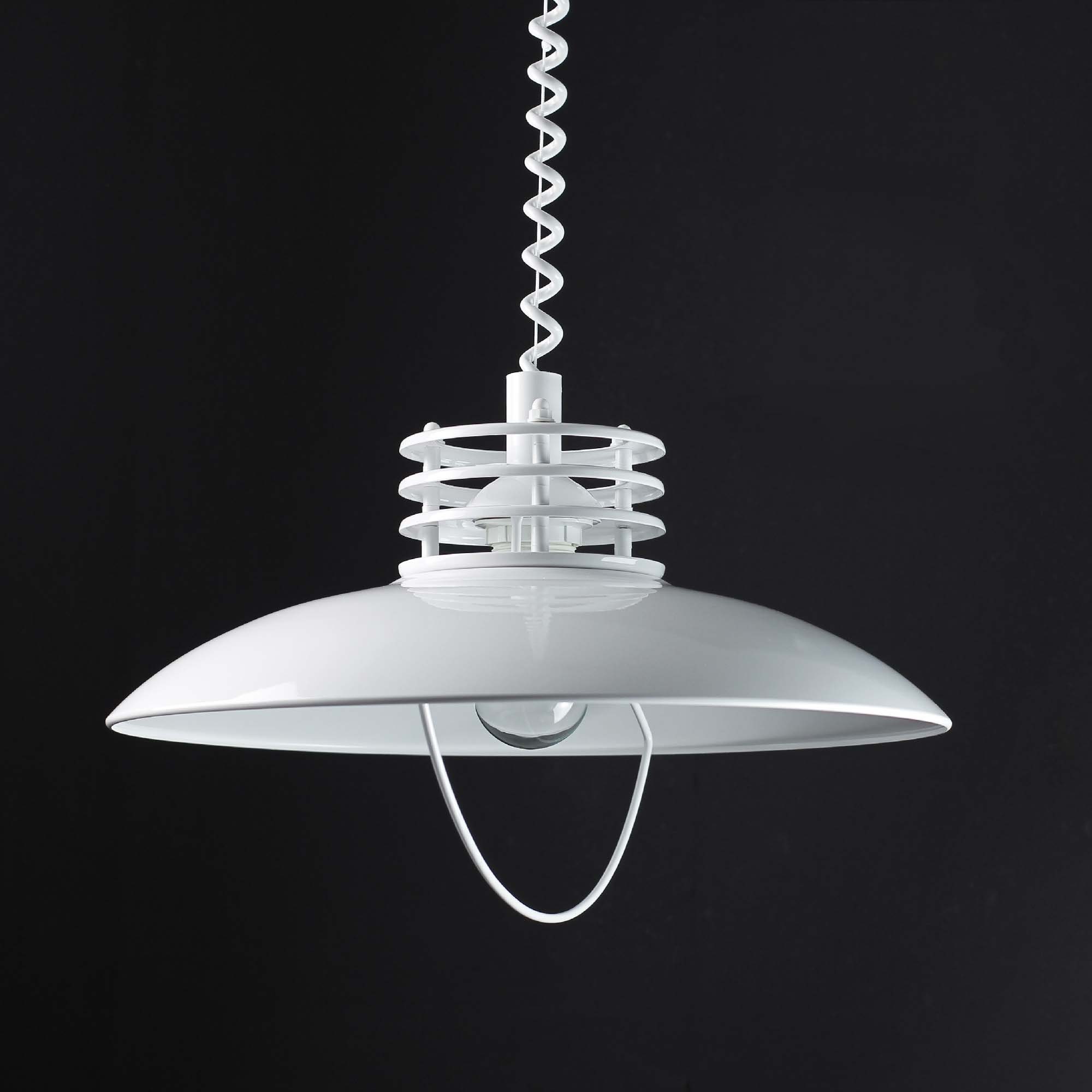 Küchenlampe LED 10,5W Weiß Hängeleuchte Pendelleuchte Metall wechselbar, E27 Retro inkl. LED Warmweiß, UFO+LM055, Licht-Erlebnisse