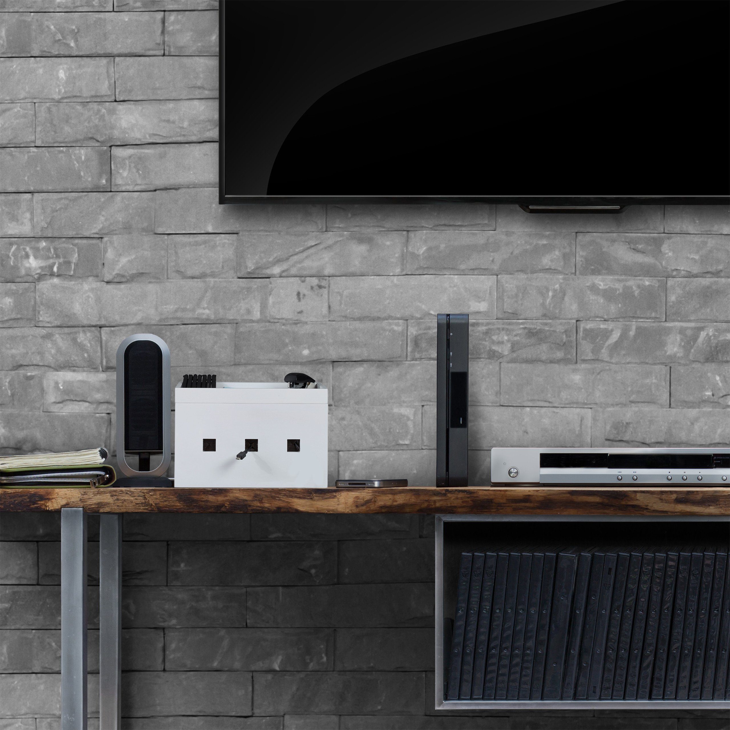 relaxdays Kabelkanal Kabelbox Bambus weiß