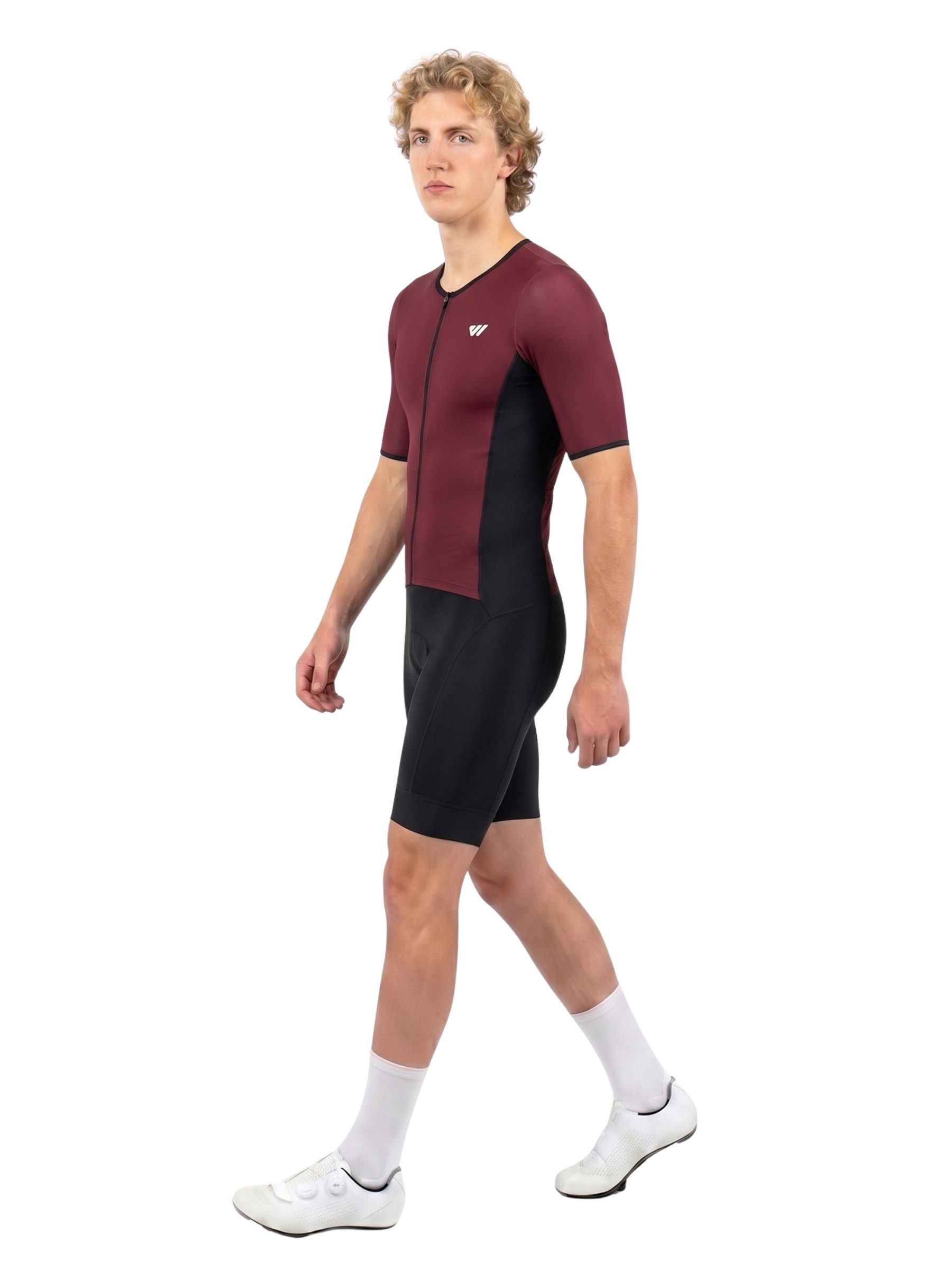 Wulibike Trainingsanzug Herren-Triathlonanzug Kurzarm Einteiler mit Sitzpolster, atmungsaktiv (Einteilig, 1-tlg), aerodynamischer Trainingsanzug für Radsport Laufen Schwimmen