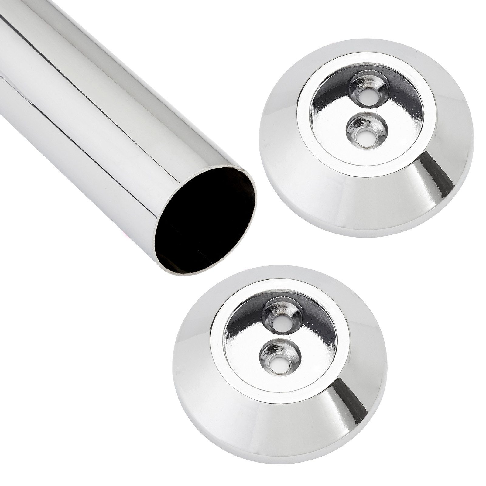 SO-TECH® Garderobenstange Garderobenstangen Kleiderstangen Chrom poliert Ø 25 mm, (Komplettset, 1 St), Длина 600 mm, inkl. 1 Paar konischen Schrankstangenlager