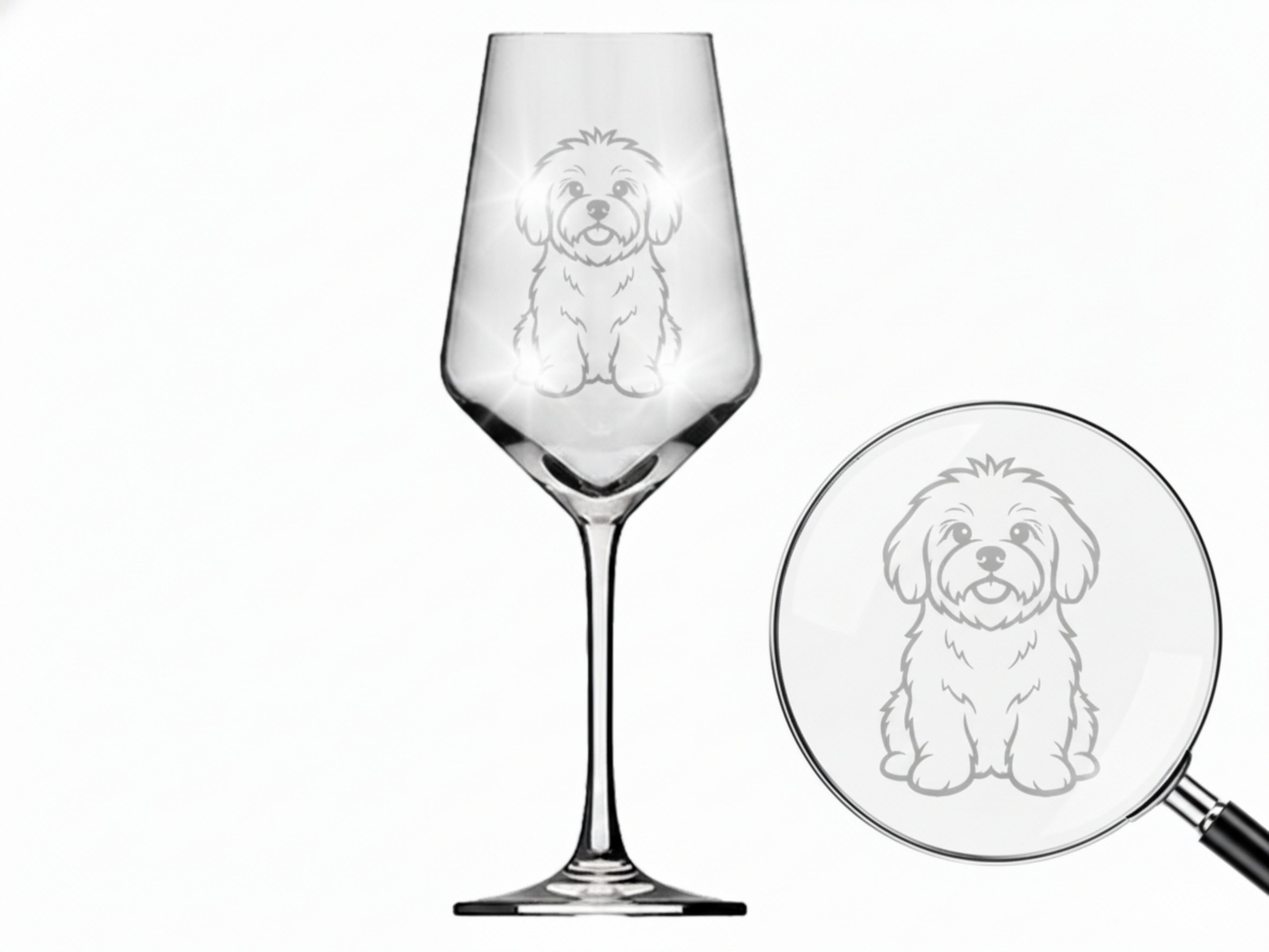 Valhalla Weinglas Weinglas Gravur Bolonka Zwetna 350ml spülmaschinenfest, 2-tlg., Glas, Hund mit Leine