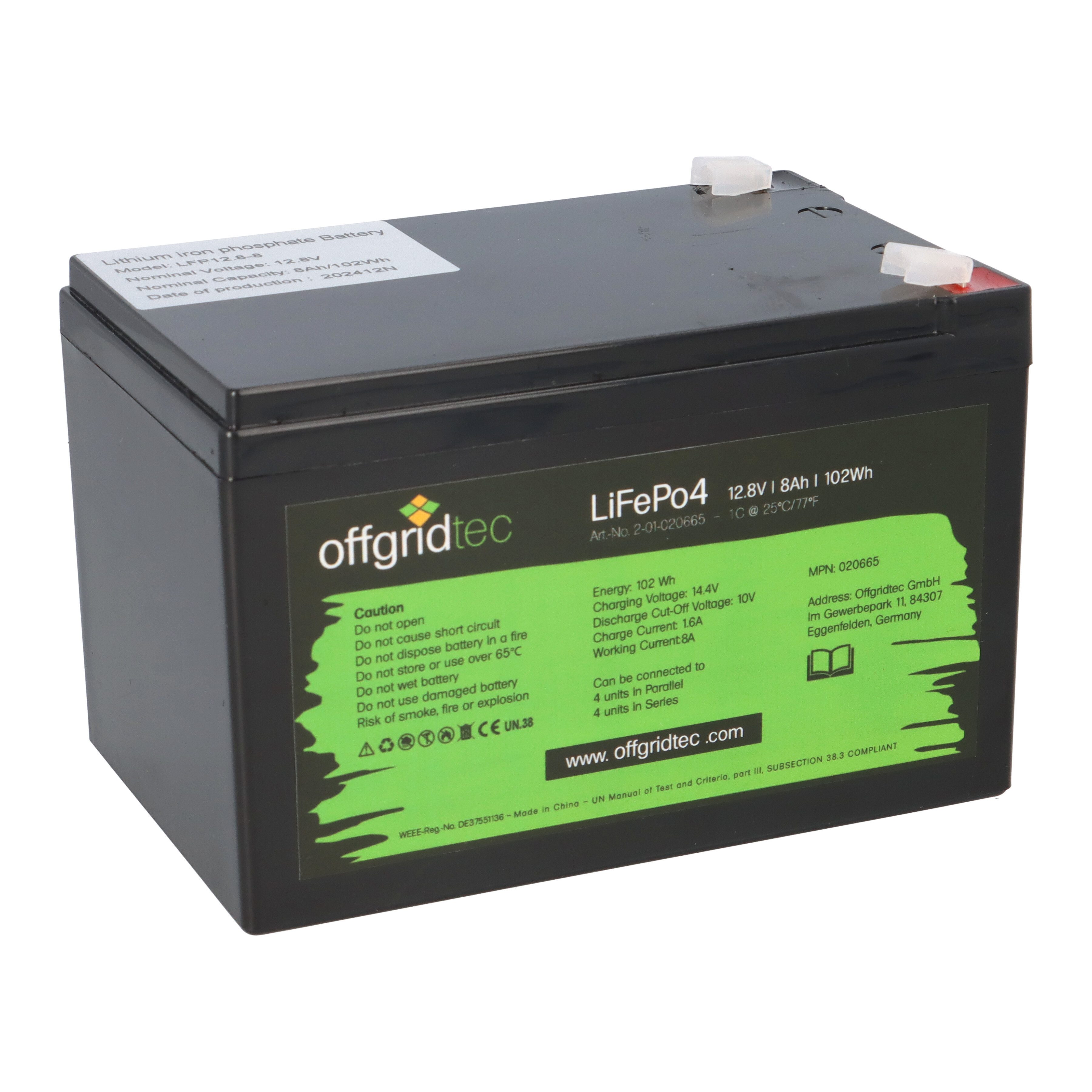 offgridtec Offgridtec LifePo4 Akku 12/8 12,8V 8Ah 103Wh Solarakkus