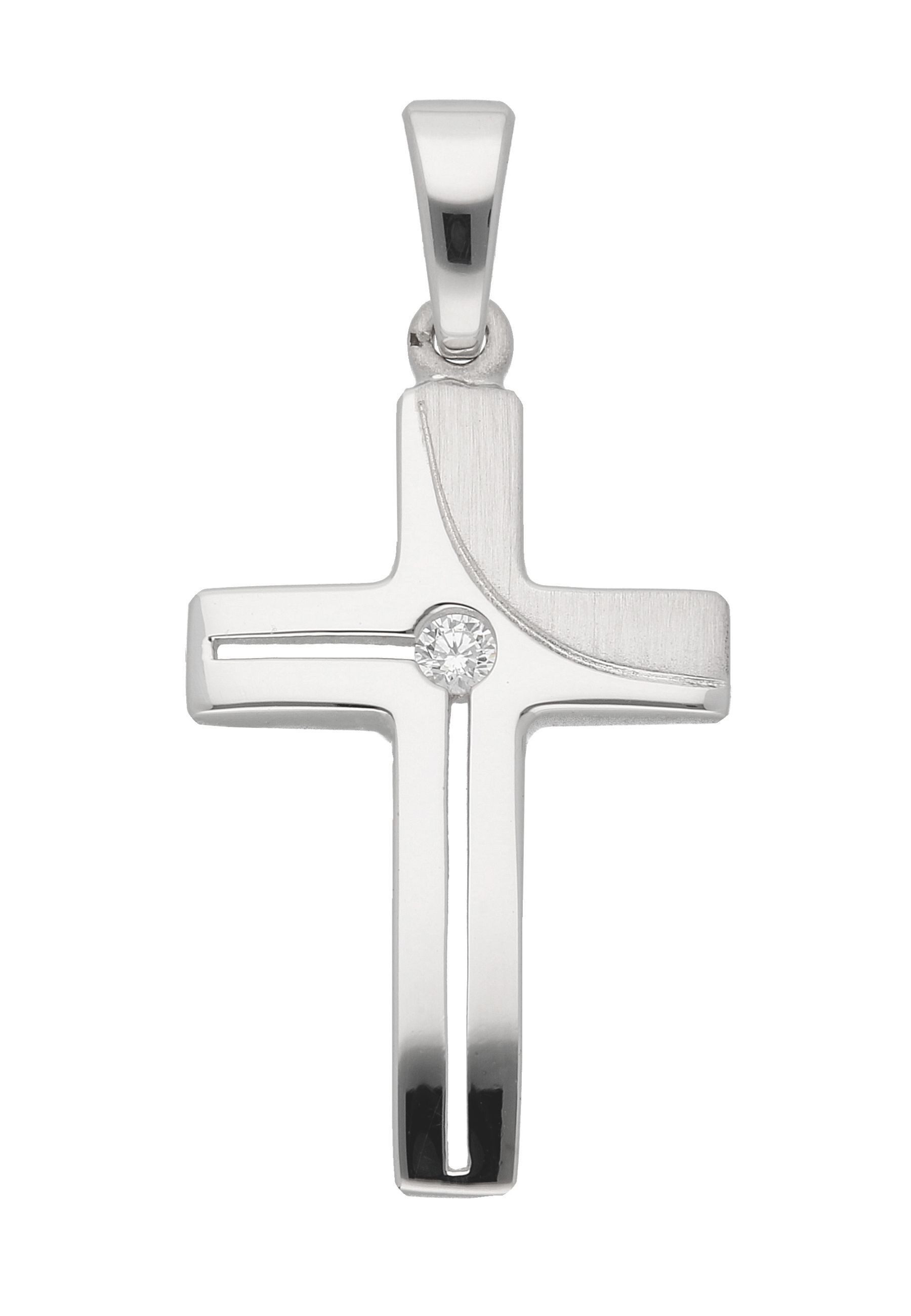 Kreuzanhänger Damen & Herren 925 Silber Kreuz Anhänger mit Zirkonia
