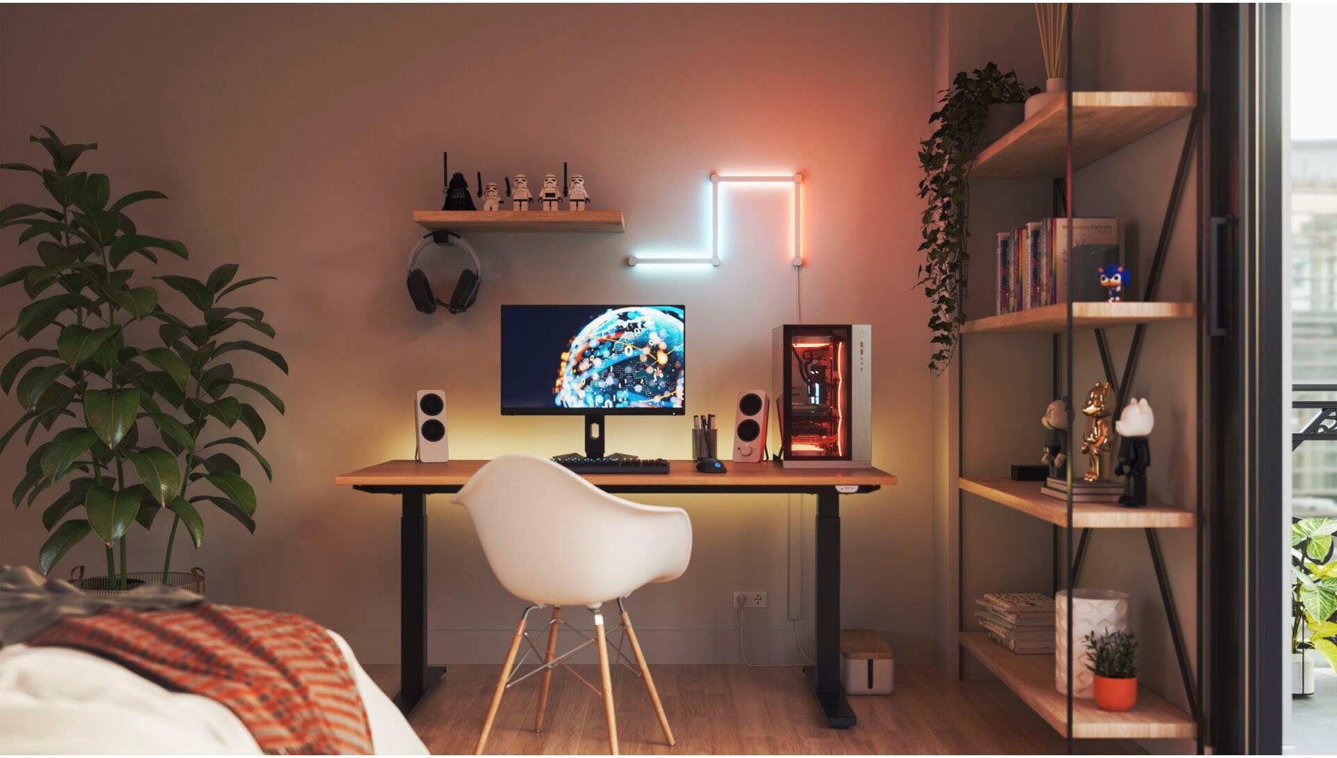 LED Smarte fest elegante Beleuchtung Lichtleiste und Technologie LED integriert, nanoleaf Warmweiß, Lines,