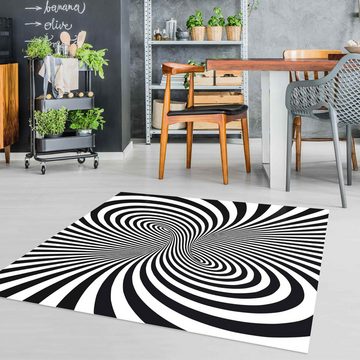 Teppich Vinyl Wohnzimmer Schlafzimmer Flur Küche 3D modern, Bilderdepot24, quadratisch - schwarz weiß glatt, nass wischbar (Küche, Tierhaare) - Saugroboter & Bodenheizung geeignet