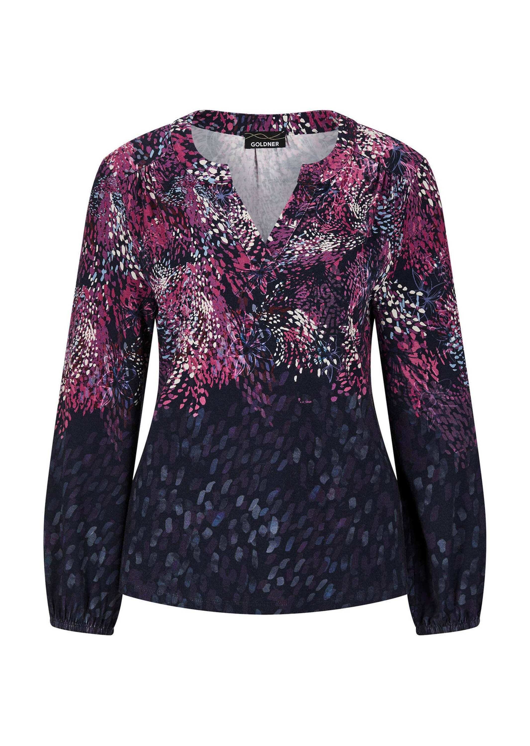 Print-Shirt Langarm Druckshirt mit Allover-Print