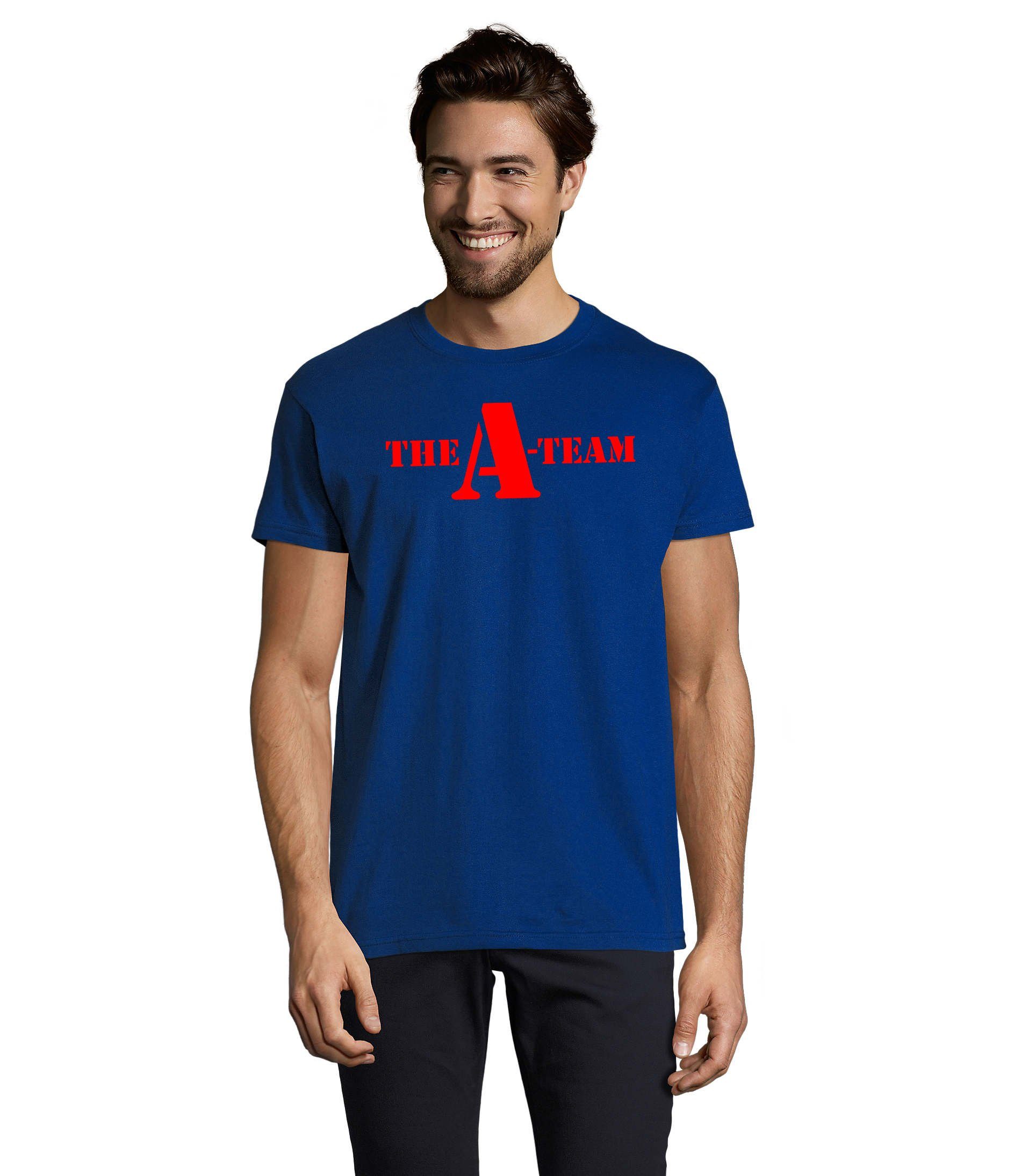 Blondie & Brownie T-Shirt Herren A Team Logo Print Van Bus Murdock Hannibal Serie Blau