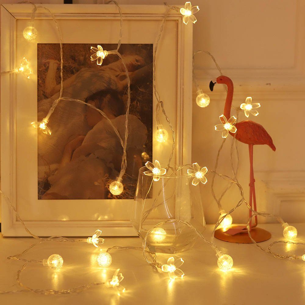 Kristallkugel, Blume, Rosnek Stern, Weihnachtsparty, für Schneeflocke, Indoor batteriebetrieben Kristallkugel+Blume LED-Lichterkette