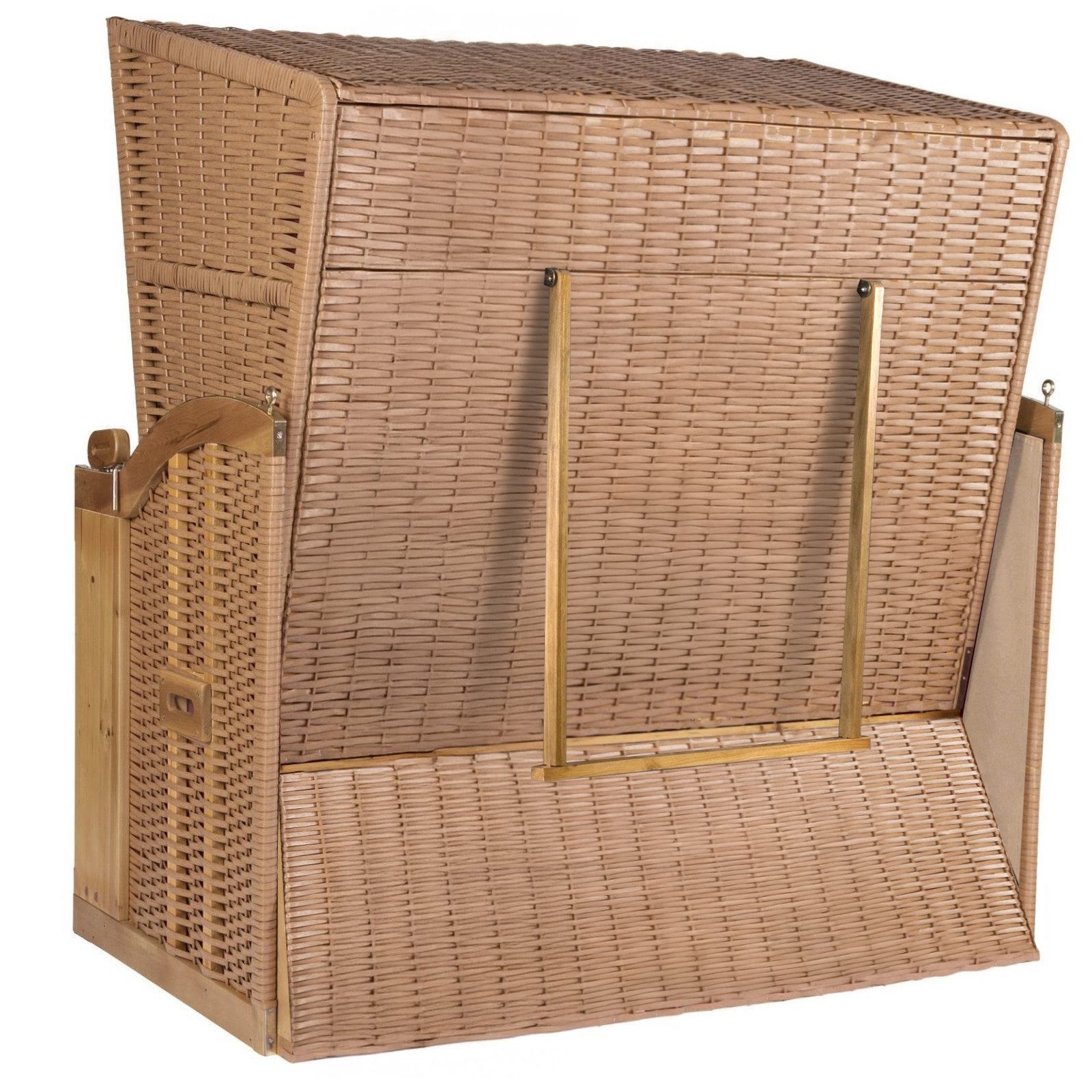 Strandkorb Hanse Strandkorb Strandkorb Ostsee XXL 2,5-Sitzer Volllieger Beige Rot, BxTxH: 150x80x160 cm, Ostsee XXL Volllieger, Ostsee 2,5-Sitzer Modell 2025, Stabiles Wacholder mit handgefertigtem Polyrattangeflecht