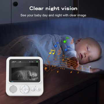 Cbei Babyphone Babyphone mit Kamera 2.8 Zoll Video-Babyphone LCD babyfon, Digitaler Zoom Nachtsicht Temperaturüberwachung 8 Schlaflied, mit 1500mAh Akku 2-Wege Gegensprechanlage VOX Modus