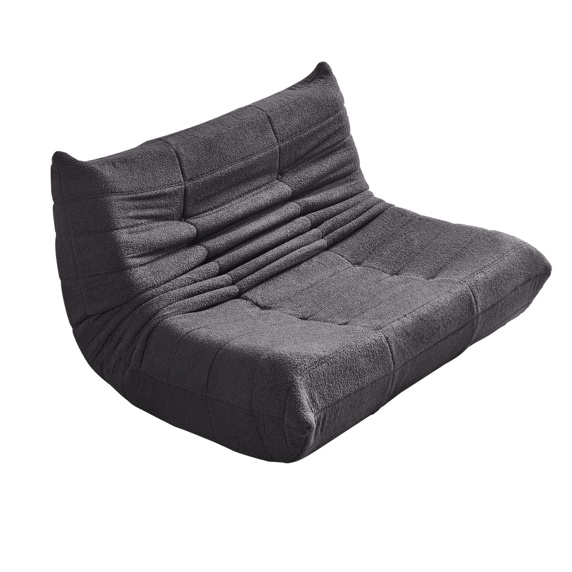 MODFU Sofa Sofa 149x114x82 cm aus Teddyfleece in Grau, 2-Sitzer, Skandinavisches Falten-Design, ergonomisch & rückenschonend 1 Teile, Teddyfleece, hautfreundlic – Bild 5 von 5