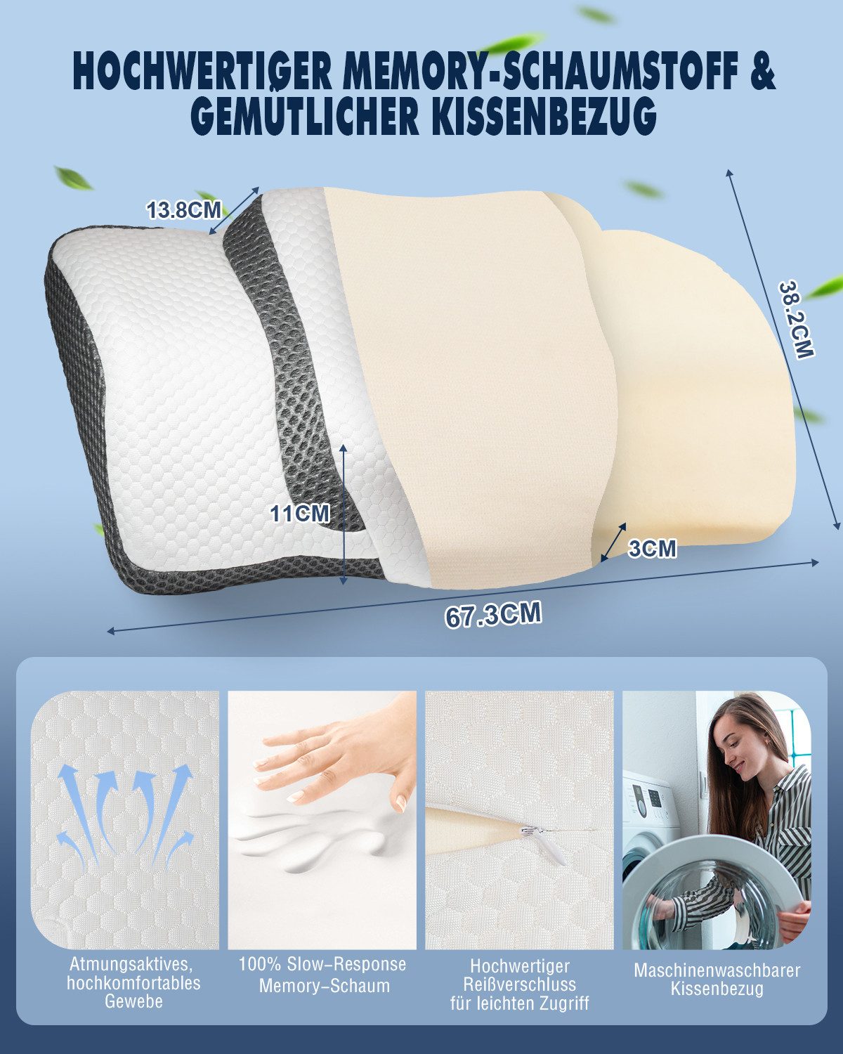Esun Kissenbezug Kissenbezug für IDEA Nackenkissen Kissen mit Kühl- und Wärmeeffekt, Kopfkissenbezüge nur für IDEA-Kissen