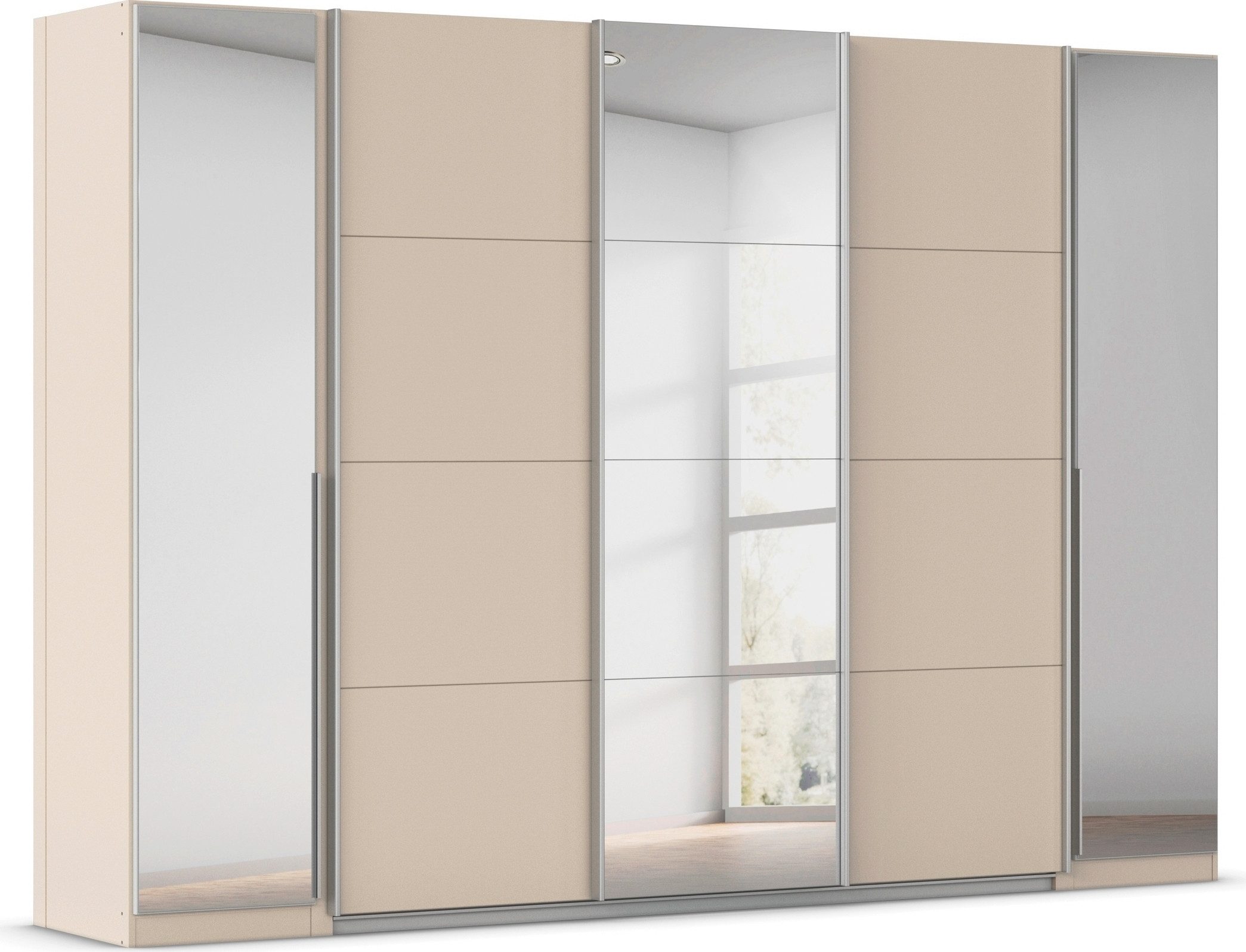 OTTO home Schwebetürenschrank Dreh-/Schwebetürenschrank Kleiderschrank Familie, Agordo (B/H/T ca. 301x210X62cm, viele Farben & auch mit Spiegeln erhältlich) Stauraumwunder TOPSELLER, verschiedene Grifffarben Made in GERMANY