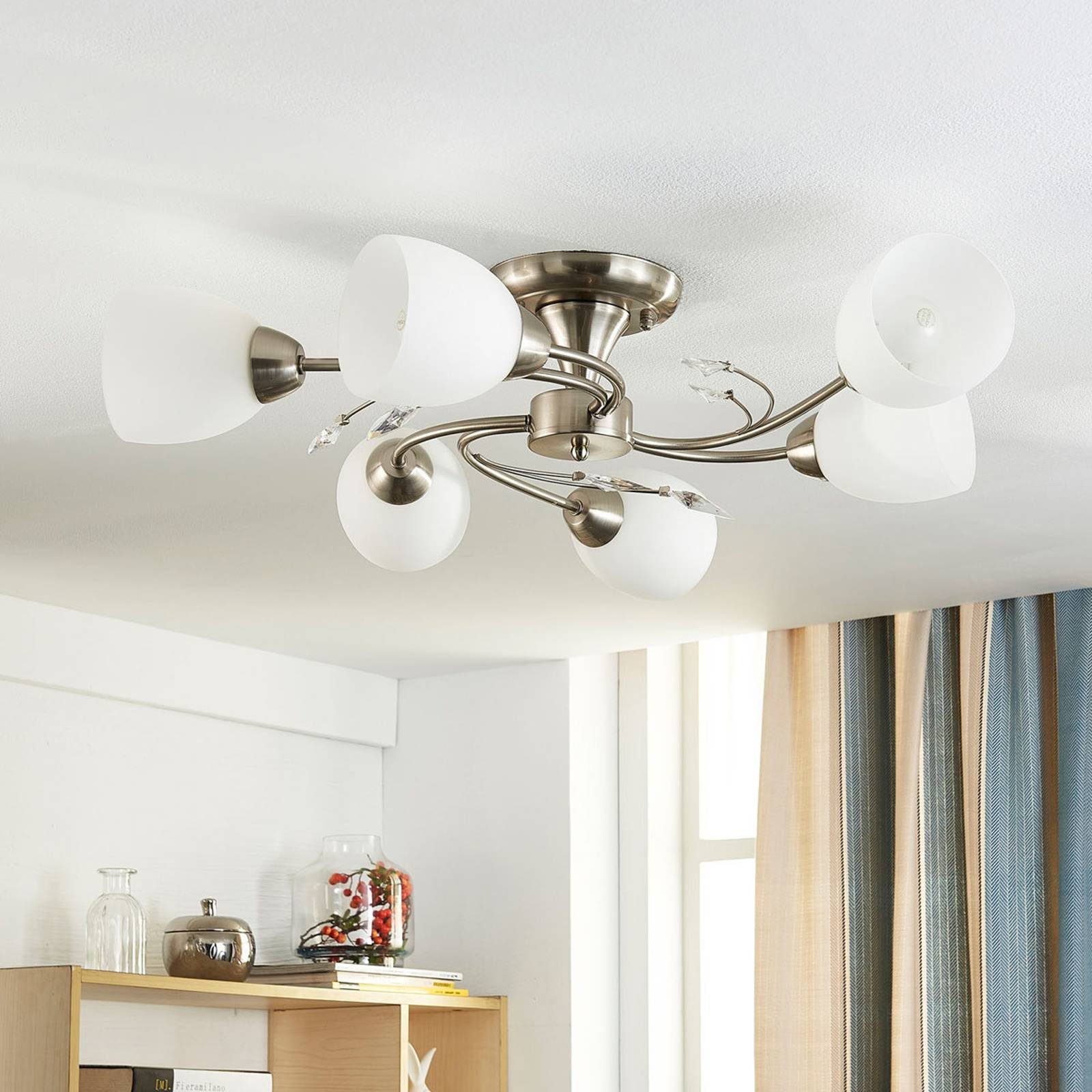 Lindby Deckenleuchten Tatas, Glas Alu IP20, 6 x 40 W