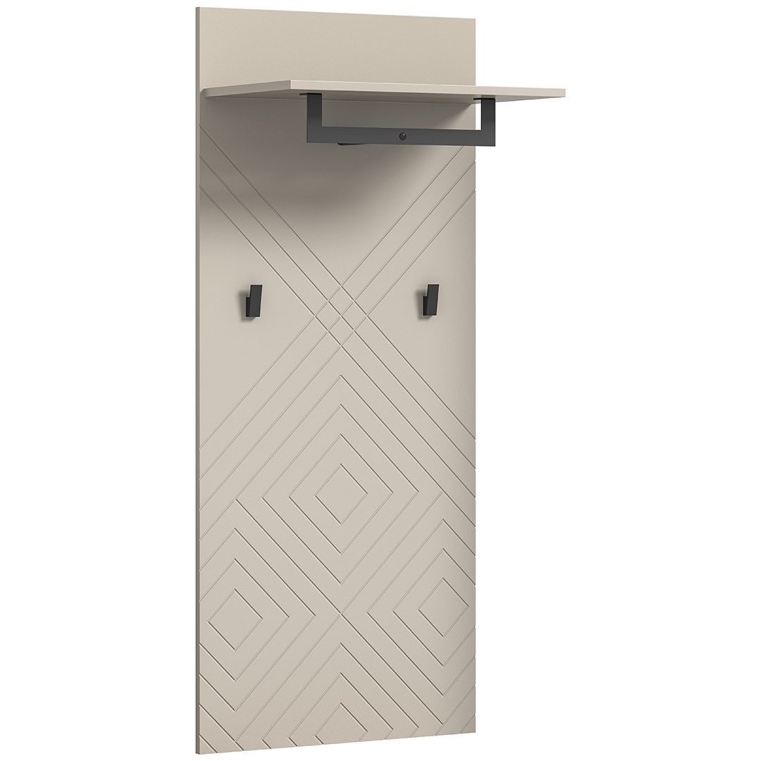 xonox.home Garderobenhalter Notes Wandgarderobe 2 Haken 1 Regal matt beige.
